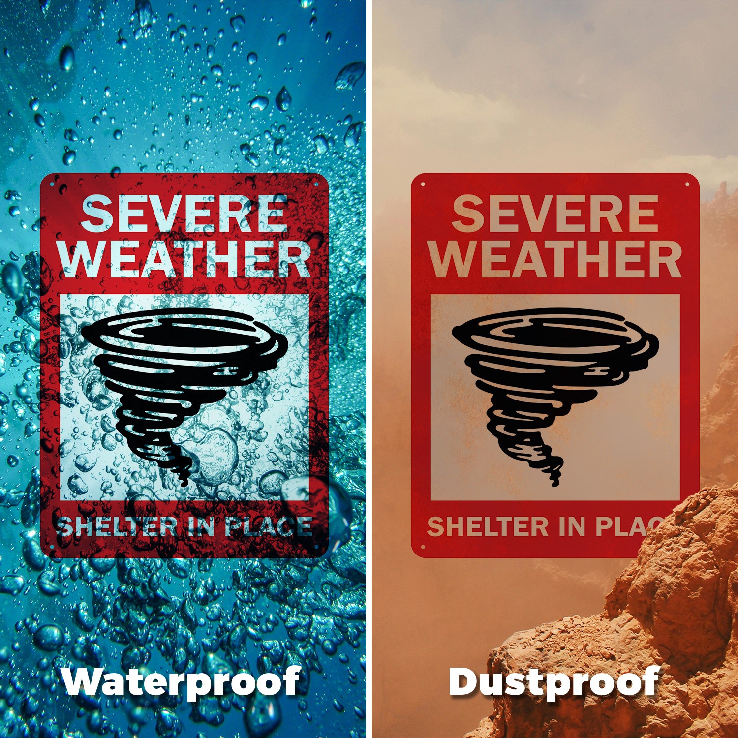 Severe Weather Shelter In Place Public Safety Sign Metal, Decal – 5 or 10 Pack