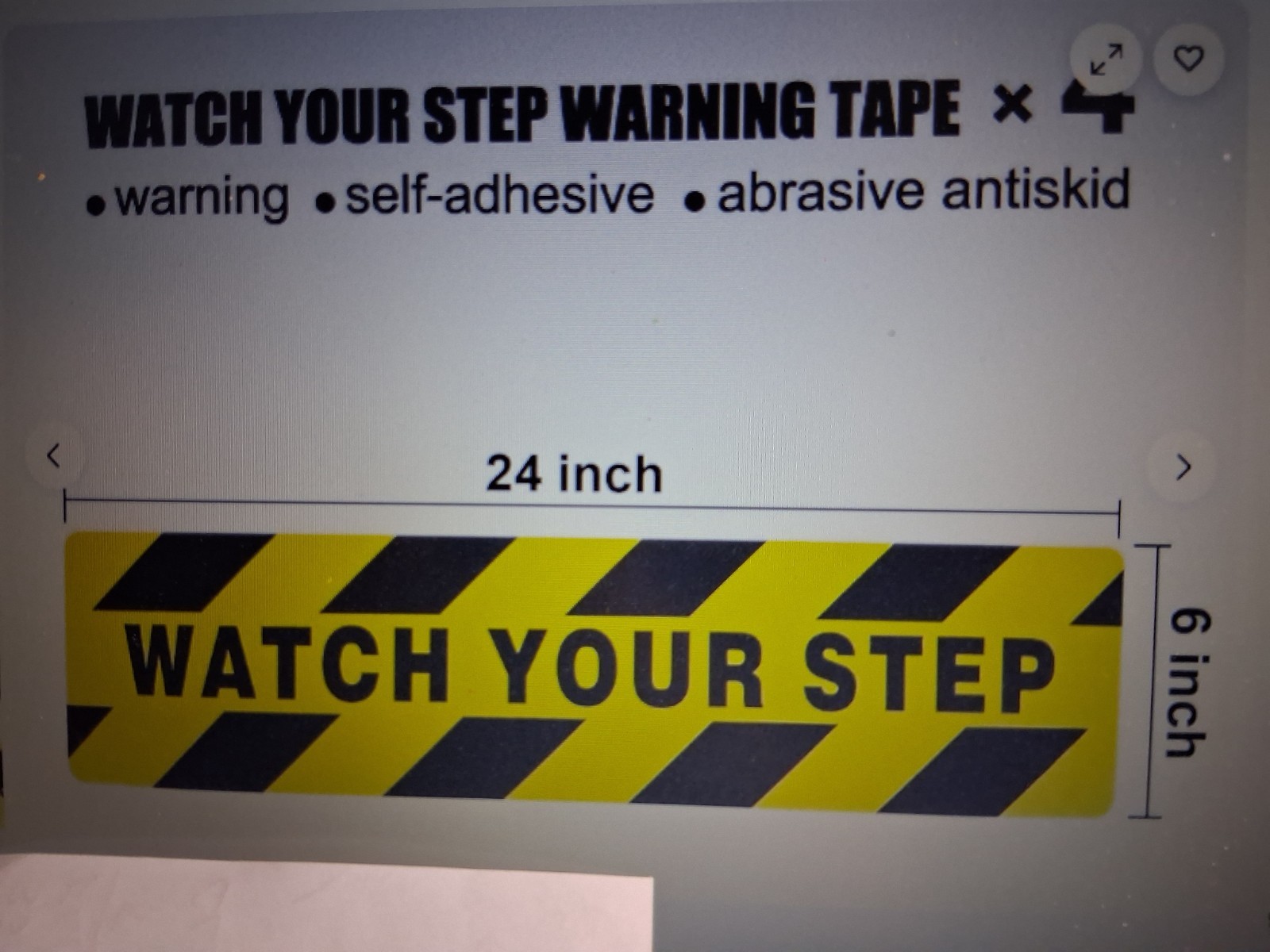4 pk 6&Prime; x 24&Prime; Watch Your Step Floor Tape Anti Slip Warning Sign Adhesive Sticker