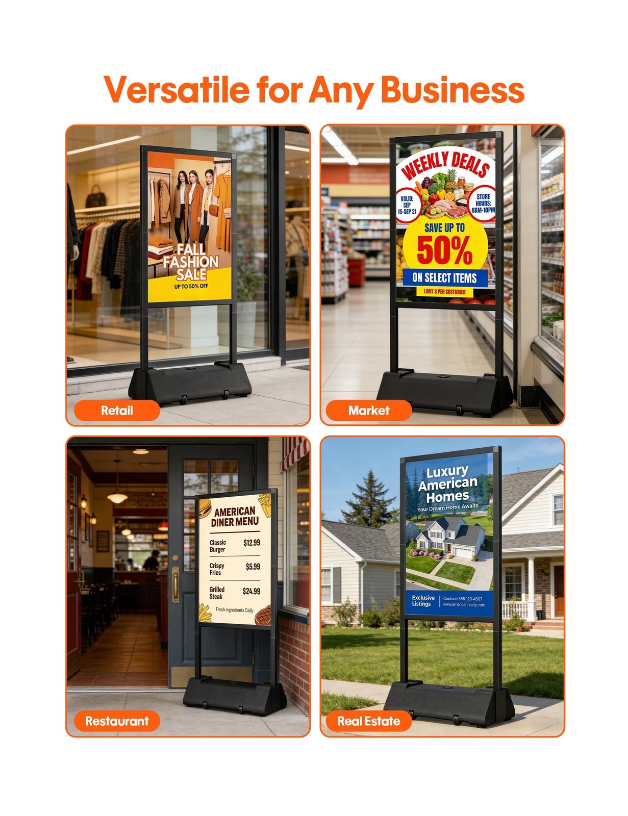 GUOHONG 24×36 Inch Outdoor Sign Holder Stand, Heavy Duty Poster Stand with Wa…