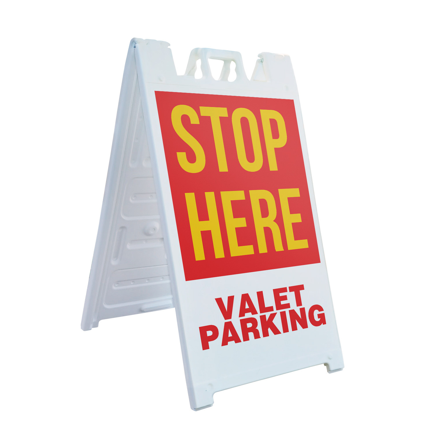 Stop Here Valet Parking Heavy Duty A-Frame Sidewalk Sign Traffic Control Clear