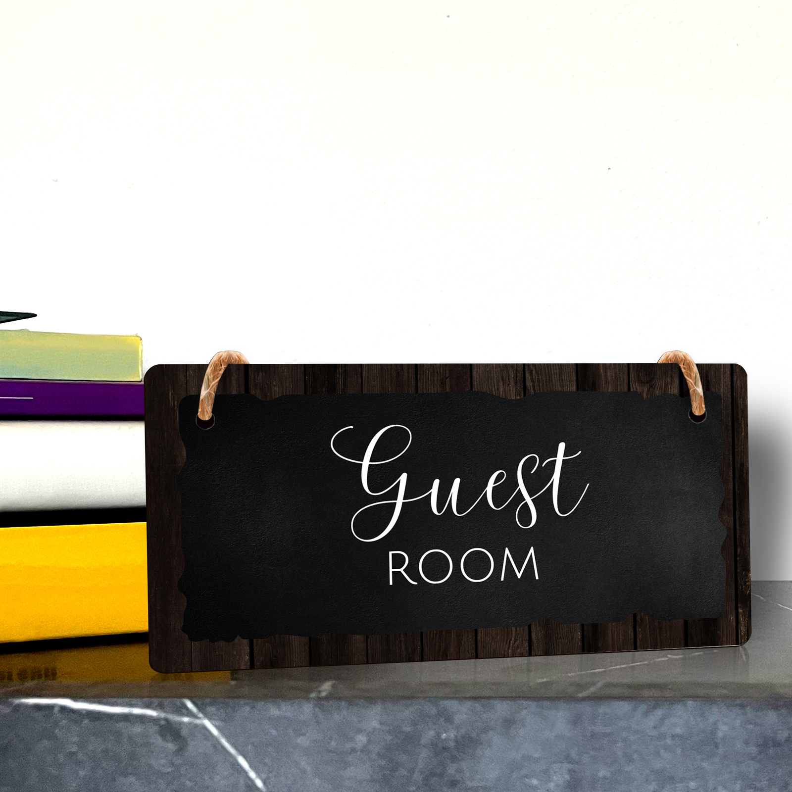 Guest Room 5×10 Hanging Plus Wall or Door Sign | Rustic Twine