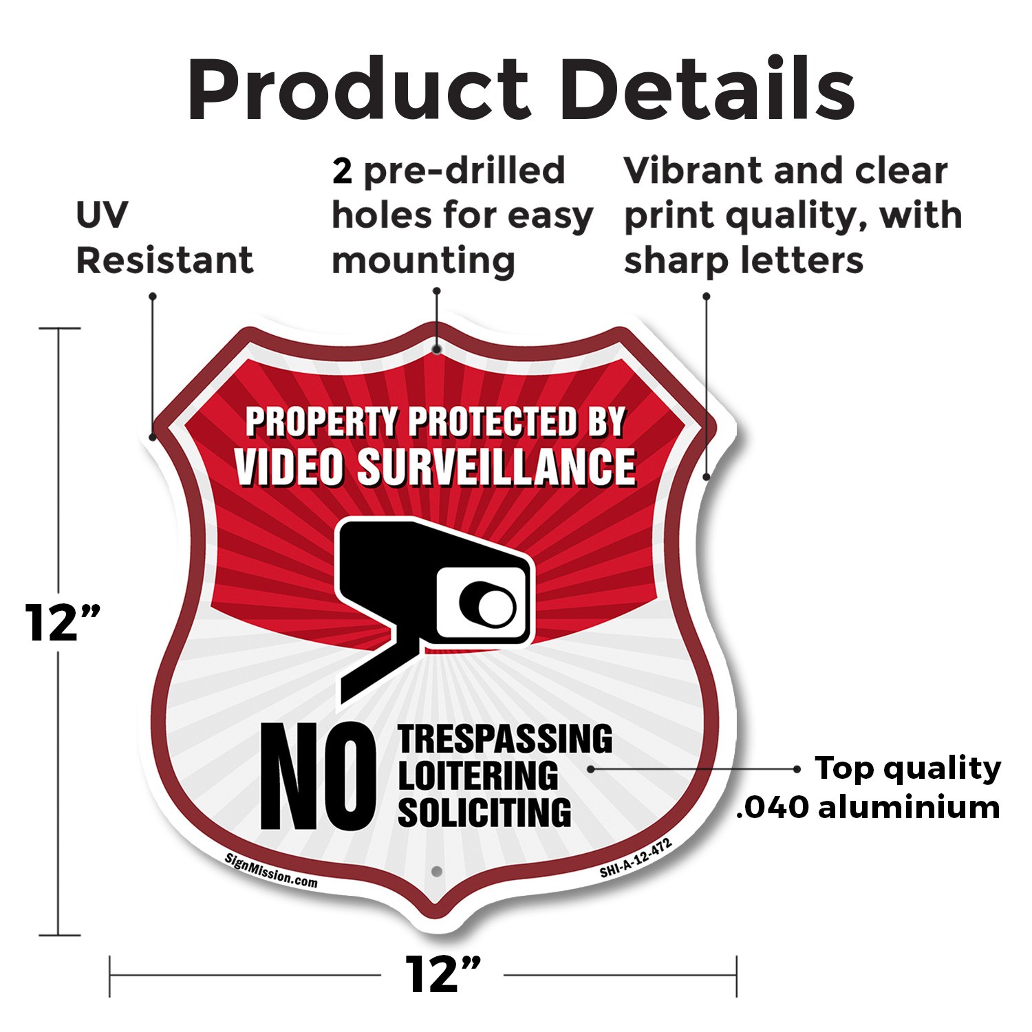Video Surveillance Shield Sign Property Protected By Video S Shield Shaped Sign