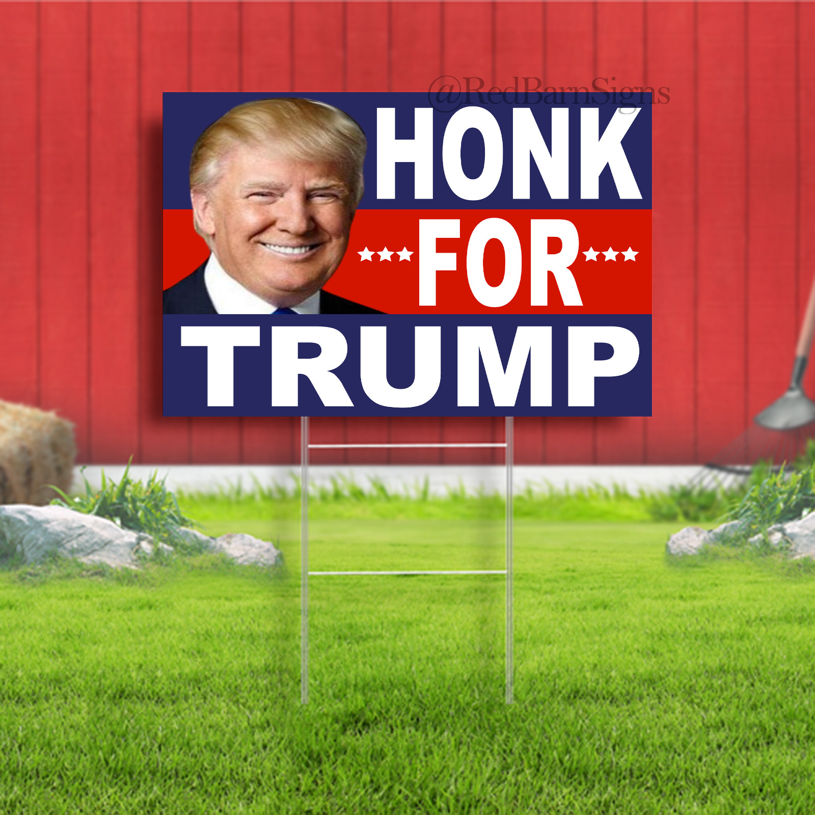 DONALD TRUMP 2024 YARD SIGN 18&Prime;x12&Prime; FREE STAKE HONK KEEP AMERICA GREAT