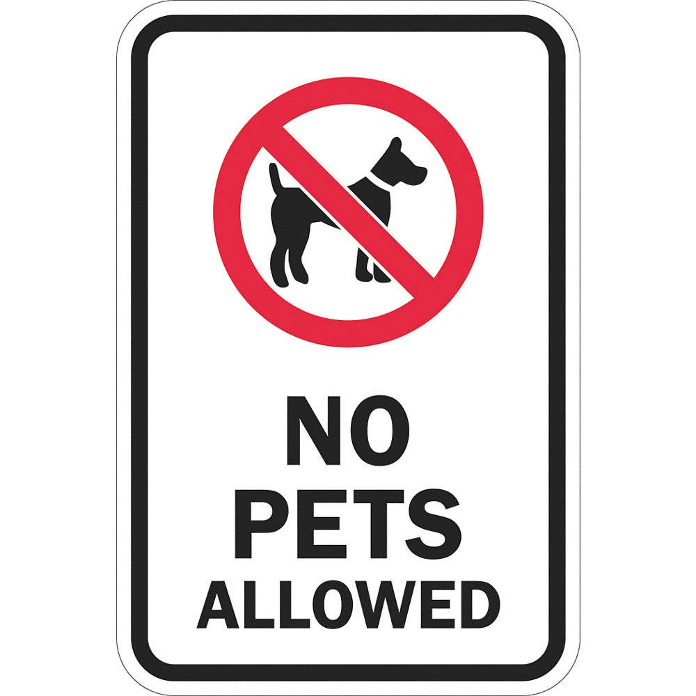LYLE T1-1102-EG_12x18 Reflective No Pets Sign,18x12in,Aluminum 448Z35