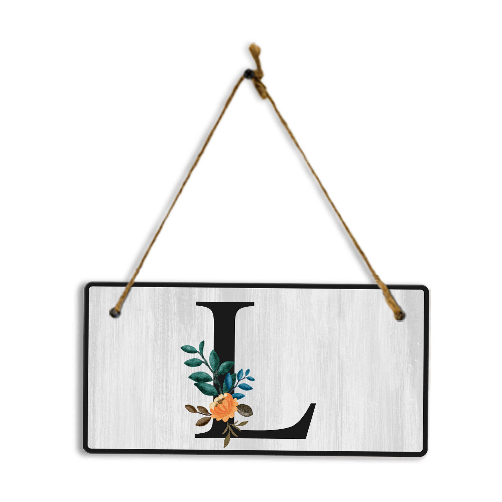 L Flower Decor 5×10 Hanging Wall or Door Sign | Alphabet Letter Room Decoration
