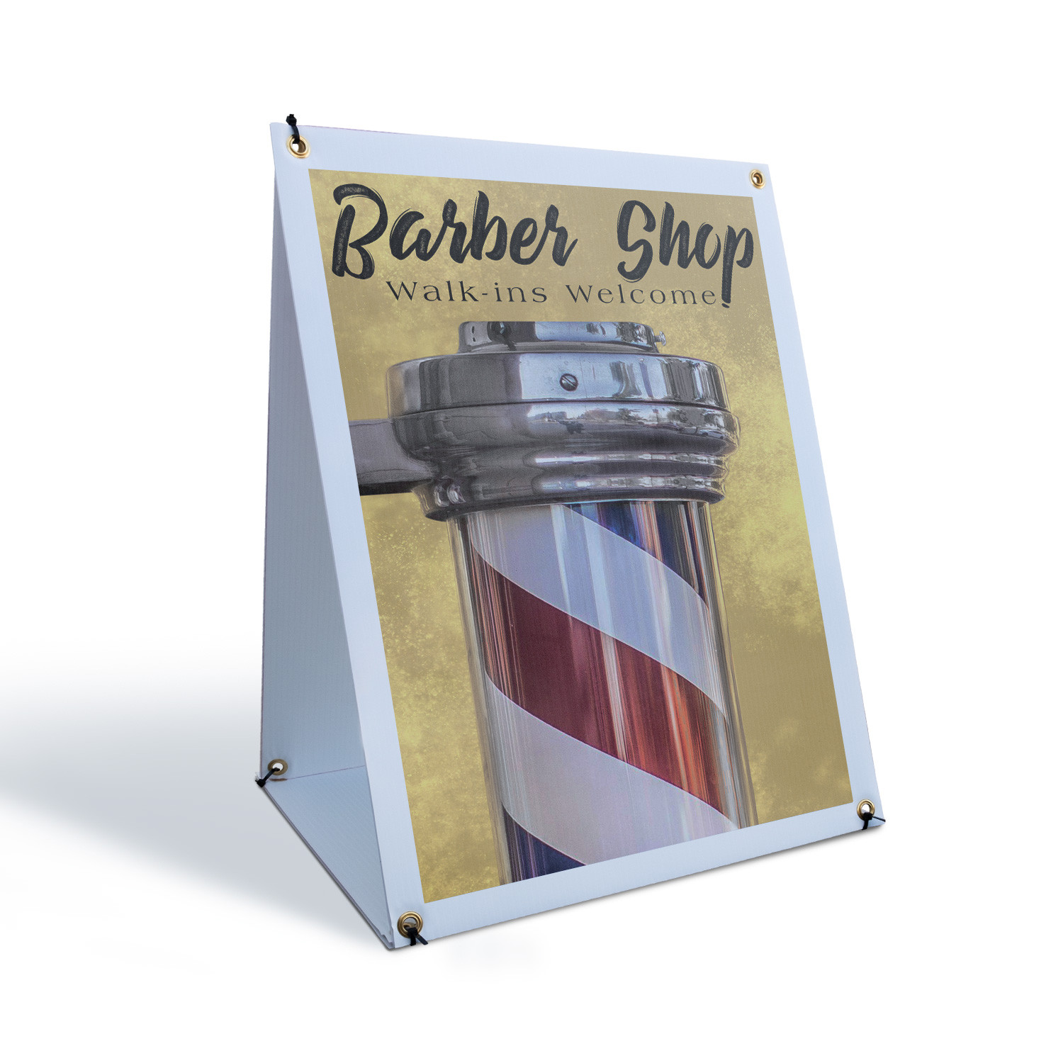 Barber Shop Walk Ins Welcome A-Frame Sidewalk Sign Hair Services Open Hours