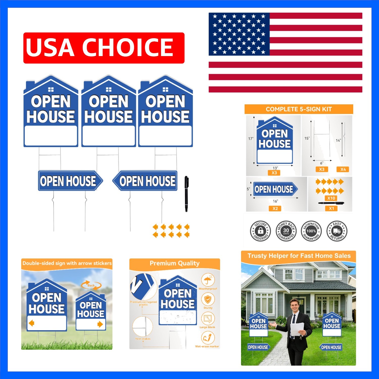 Open House Signs for Real Estate 5 Pack, 17&Prime;x13&Prime; Open House Sign Double Sided…