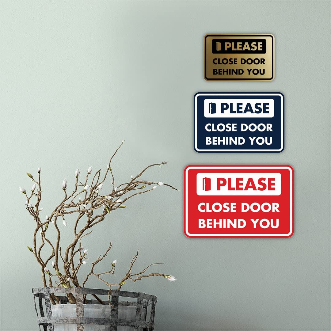 1 Pack Medium Black Please Close Door Behind You Sign, Classic Framed, Wall