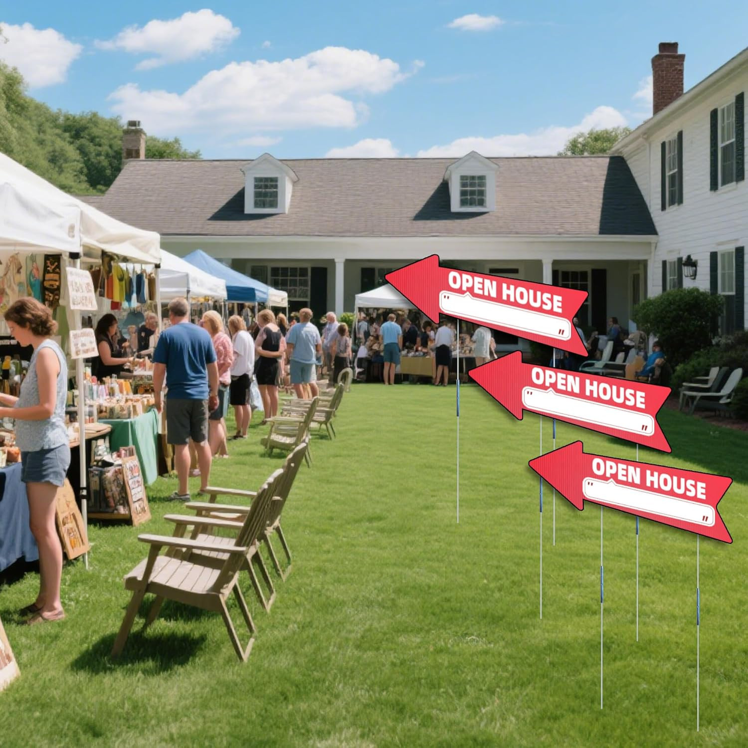 Open House Red Double – Sided Yard Sign with Arrows, 16&Prime; X 5&Prime; Inch, 12 Pcs 13.8&Prime;
