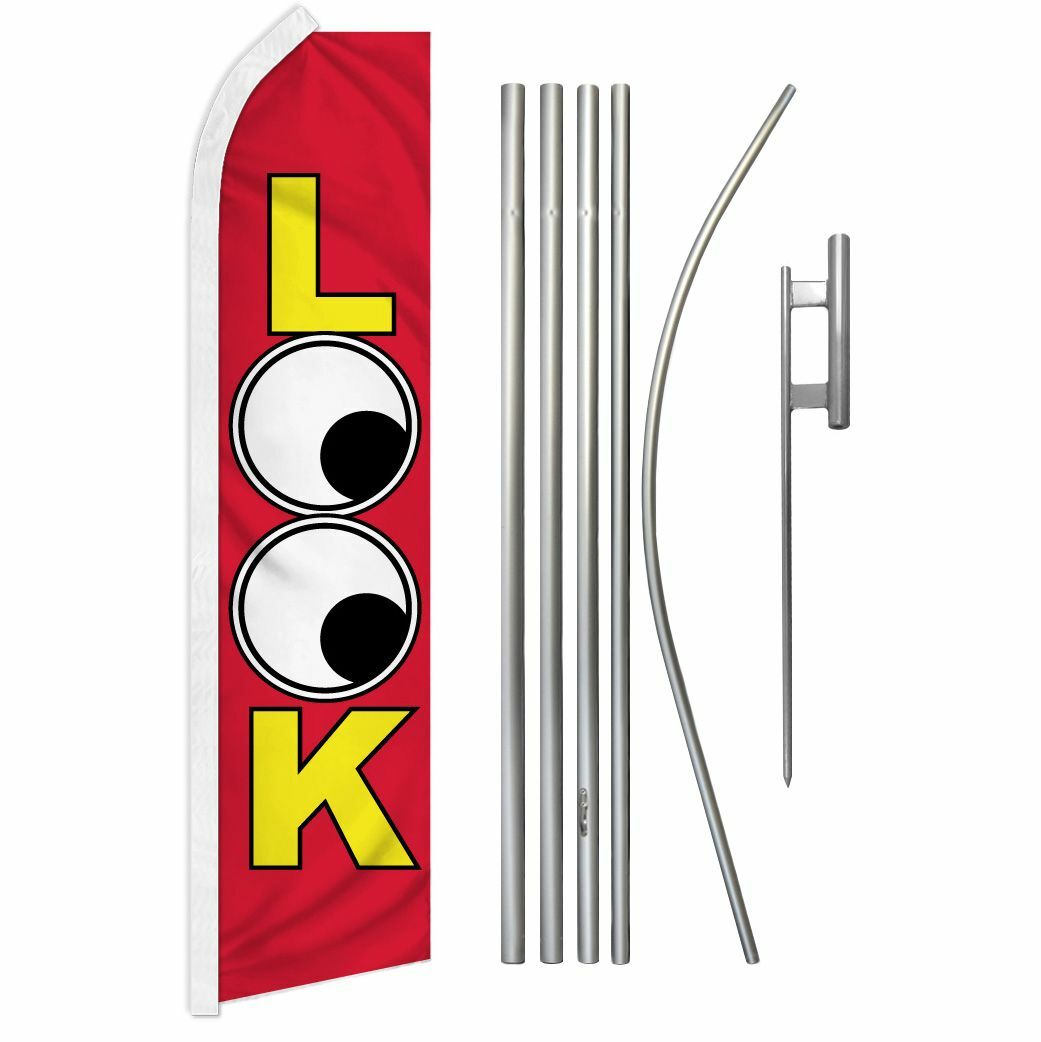 « LOOK » Advertising Super Flag & Pole Kit red