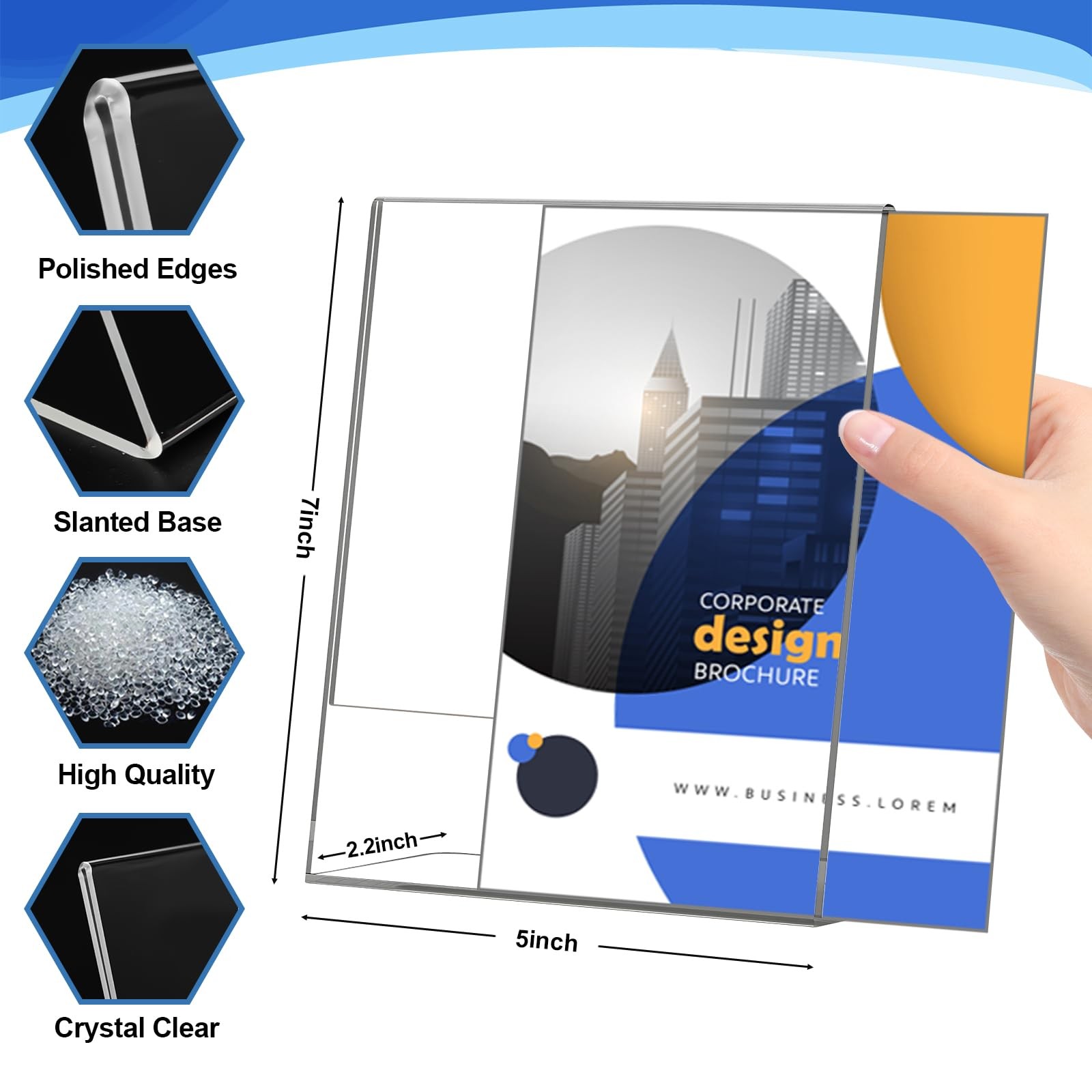 Acrylic Sign Holder 5×7 Inches, 13 Pack Clear 13 Pack-l Shape-5×7,