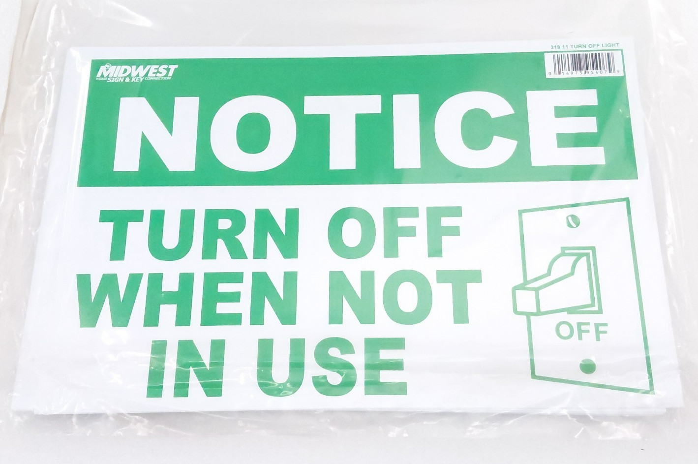 ( QTY : 12 ) Midwest Sign And Key Turn Off When Not In Use Sign Metal 12&Prime; X 8&Prime;