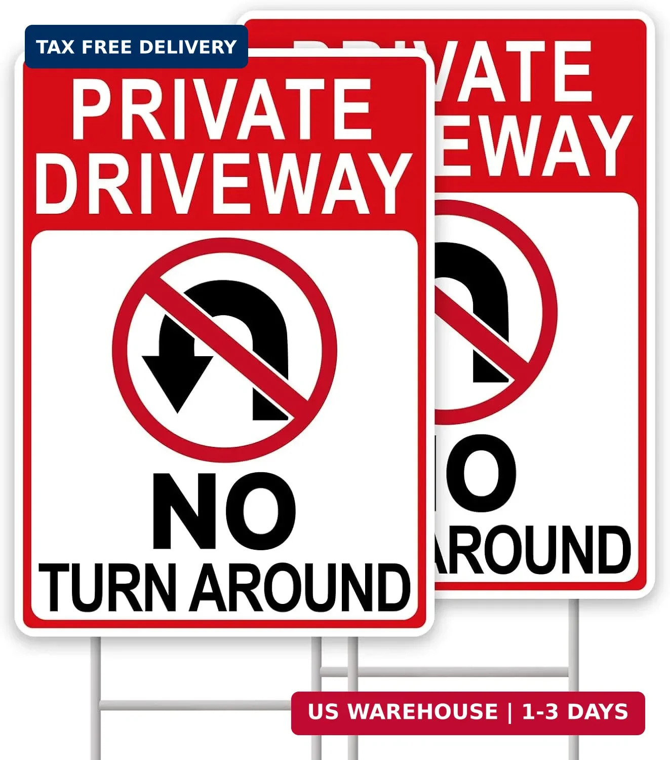 No Turn Around Driveway Sign, 2 Pack Private Driveway Signs 14&Prime;x10&Prime; Double-Sided