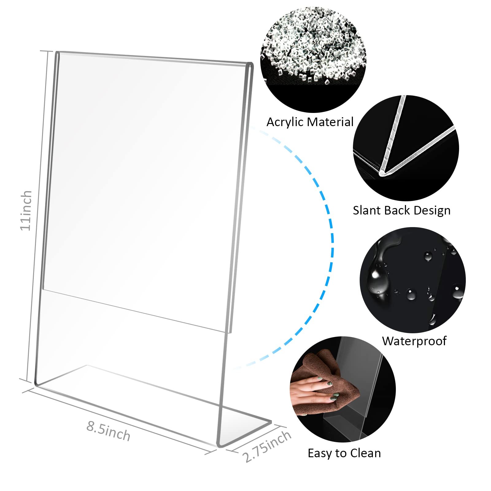Ludery 8.5×11 Inches Acrylic Sign Slant Back Holder, Plastic ‎4pack, Clear