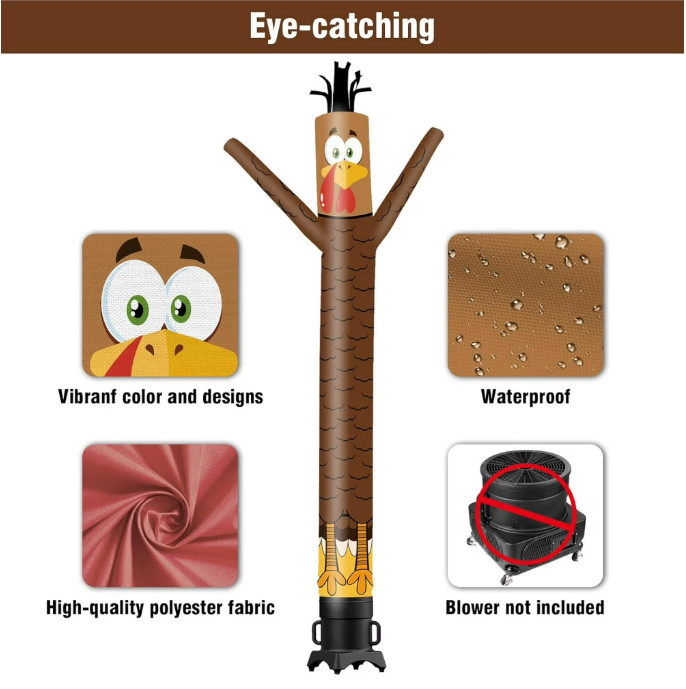 10 Foot Thanksgiving Inflatable Waving Tube Man (Blower Not Included). Holidays