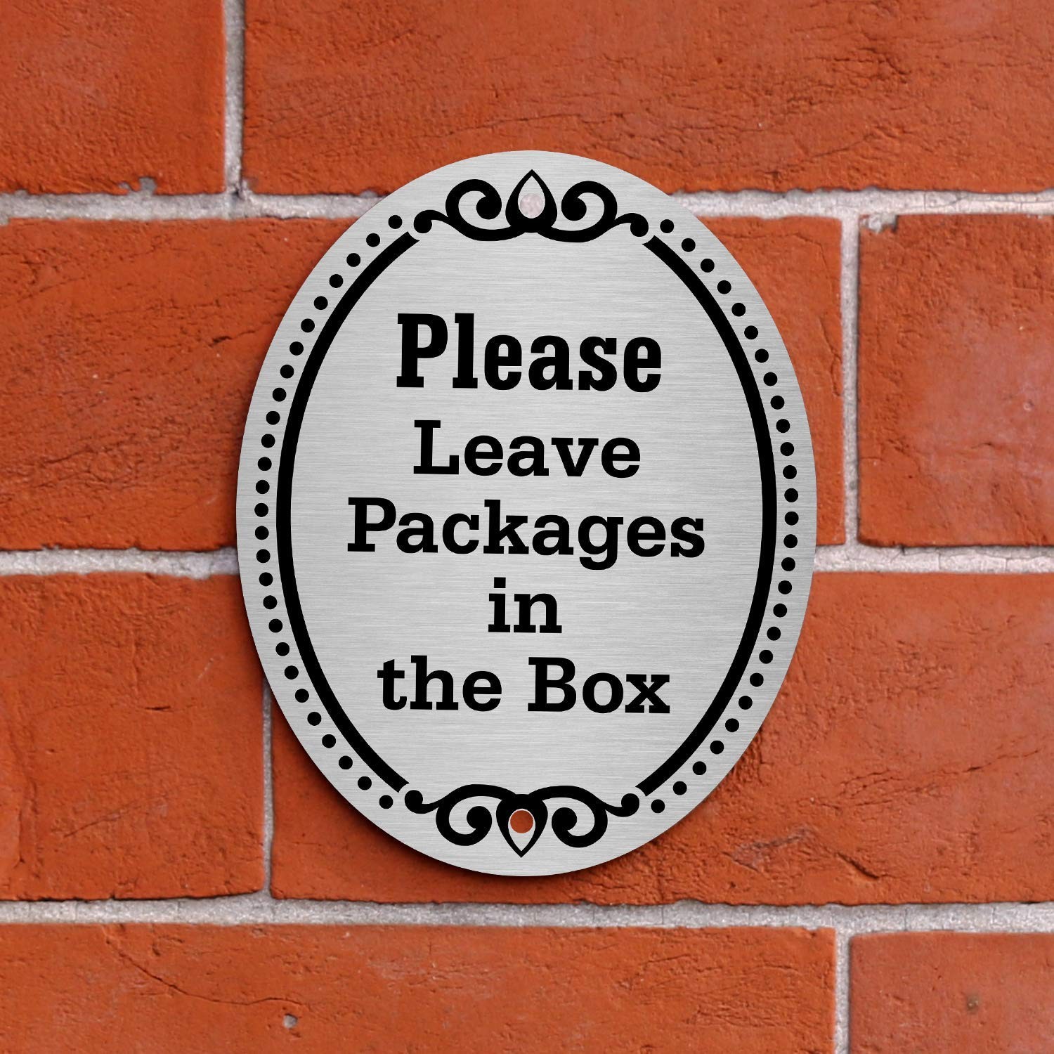 “Please Leave Packages in the Box” Diamond Plate Door Sign | 4&Prime; x 5&Prime; Aluminum