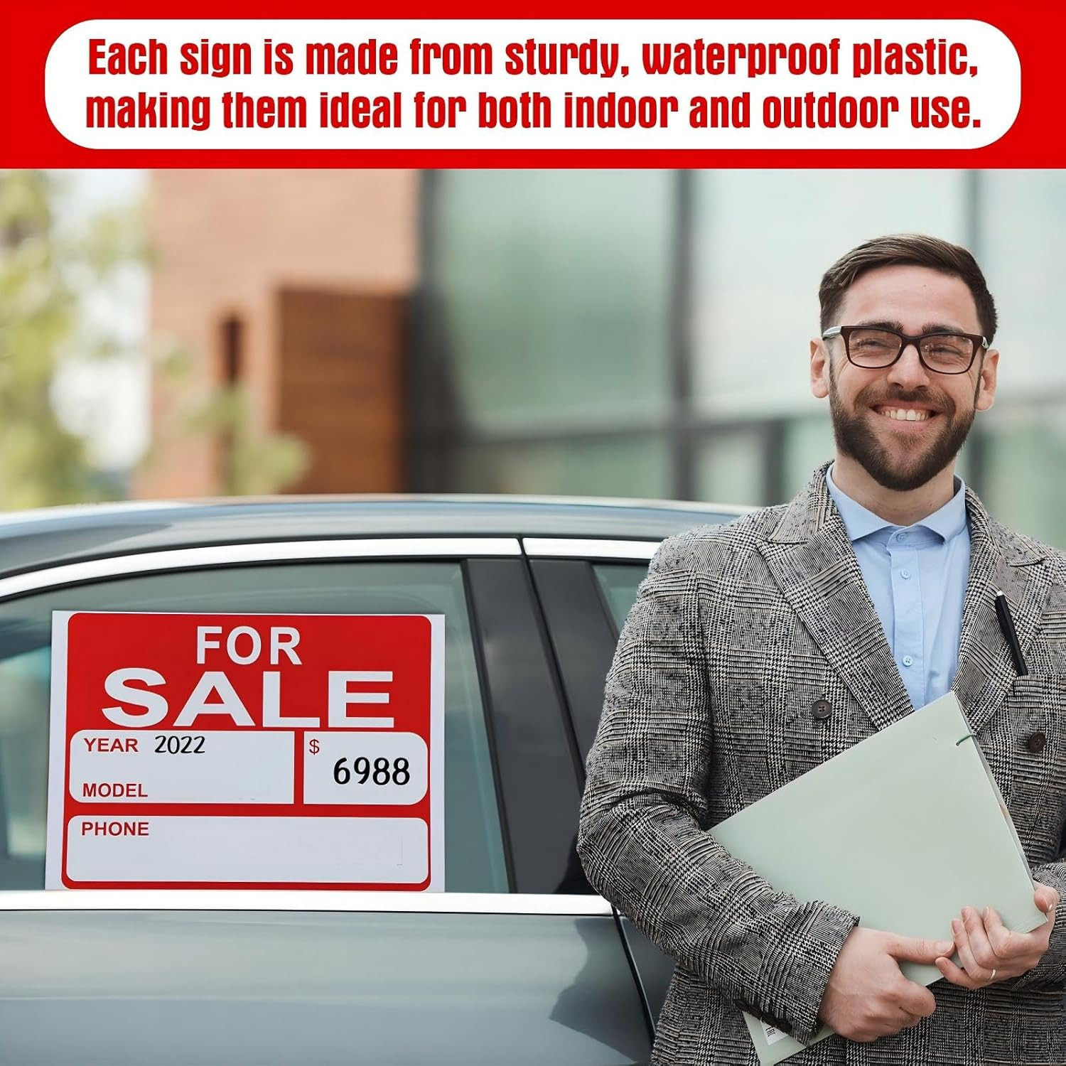 25 Pcs for Sale Signs for Car 9 X 12 Inches Auto Sales Signs Vehicle, Houses Sal