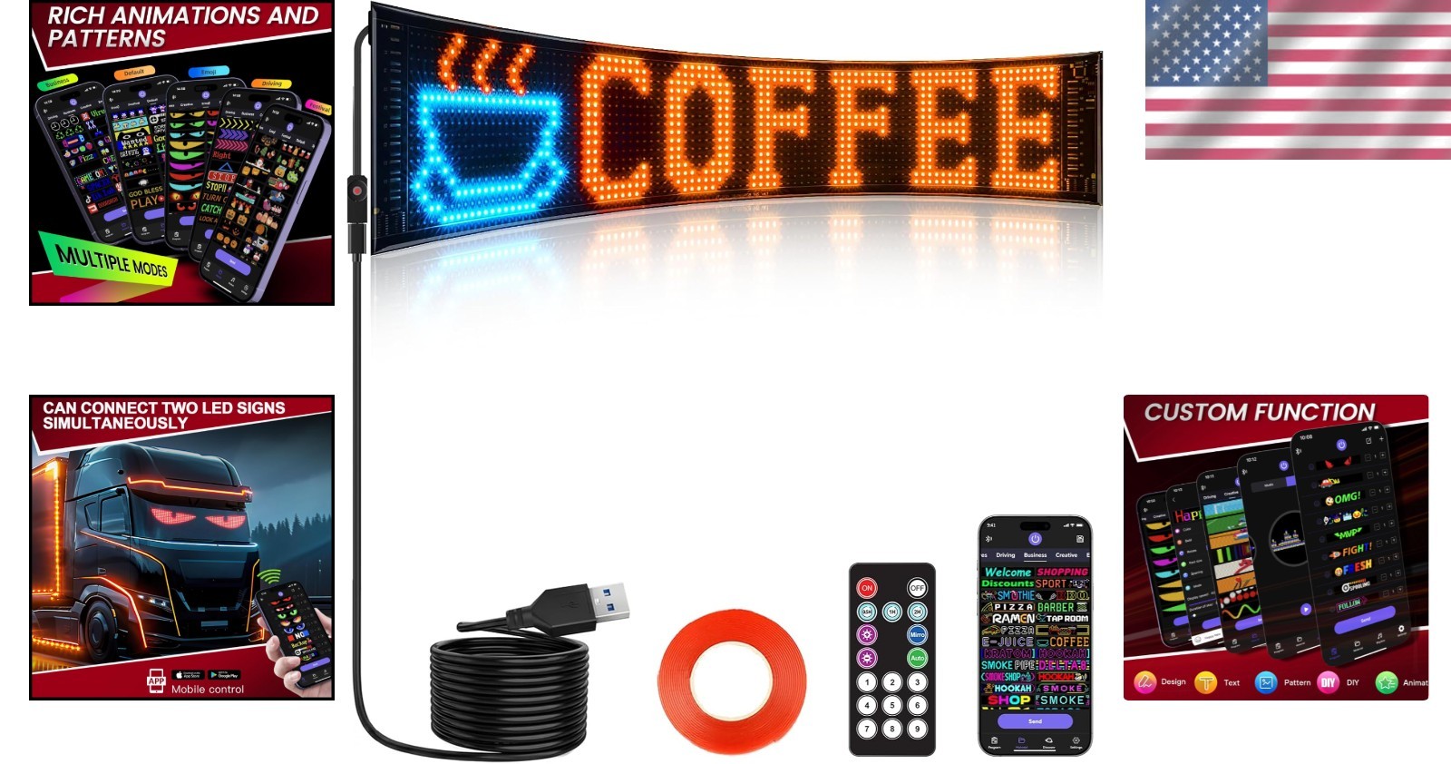 Customizable Scrolling LED Display 23 »x5 » – Perfect for Promotions or Cars