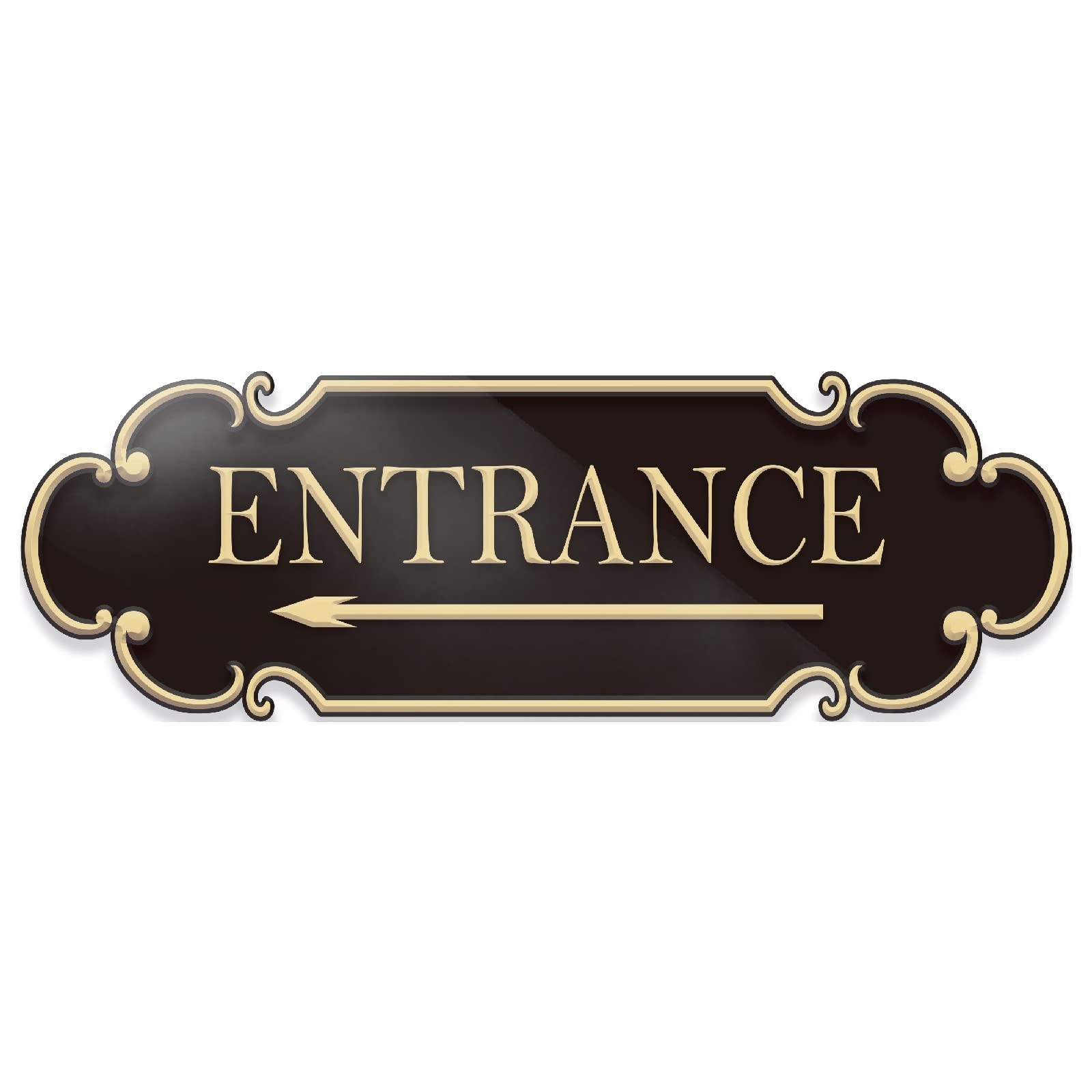 9×3 Inch Entrance Sign With Left Arrow Acrylic SelfStick Door Black Gold
