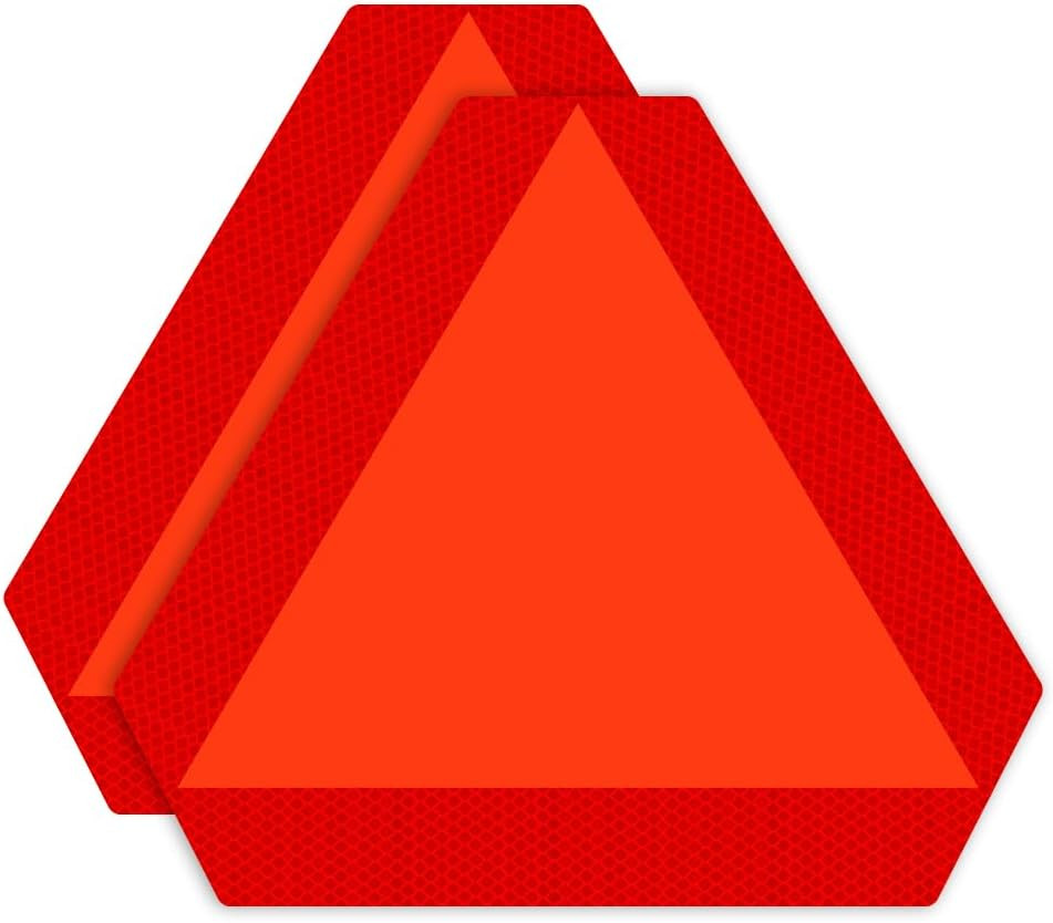 2 Pack Slow Moving Vehicle Signs, 14×16&Prime; Reflective Orange PVC Vinyl Triangle De