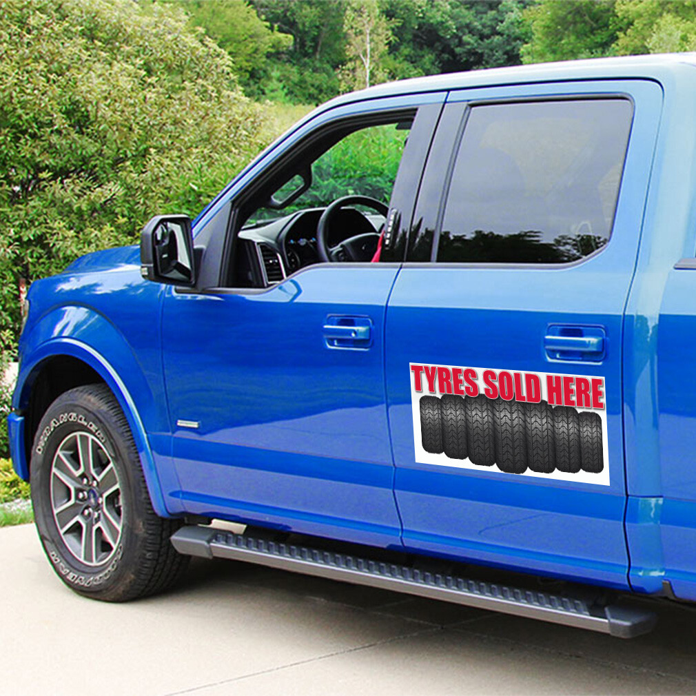 Car Magnet Set of 2 Tires Sold Here Advertising Printing Industrial Sign