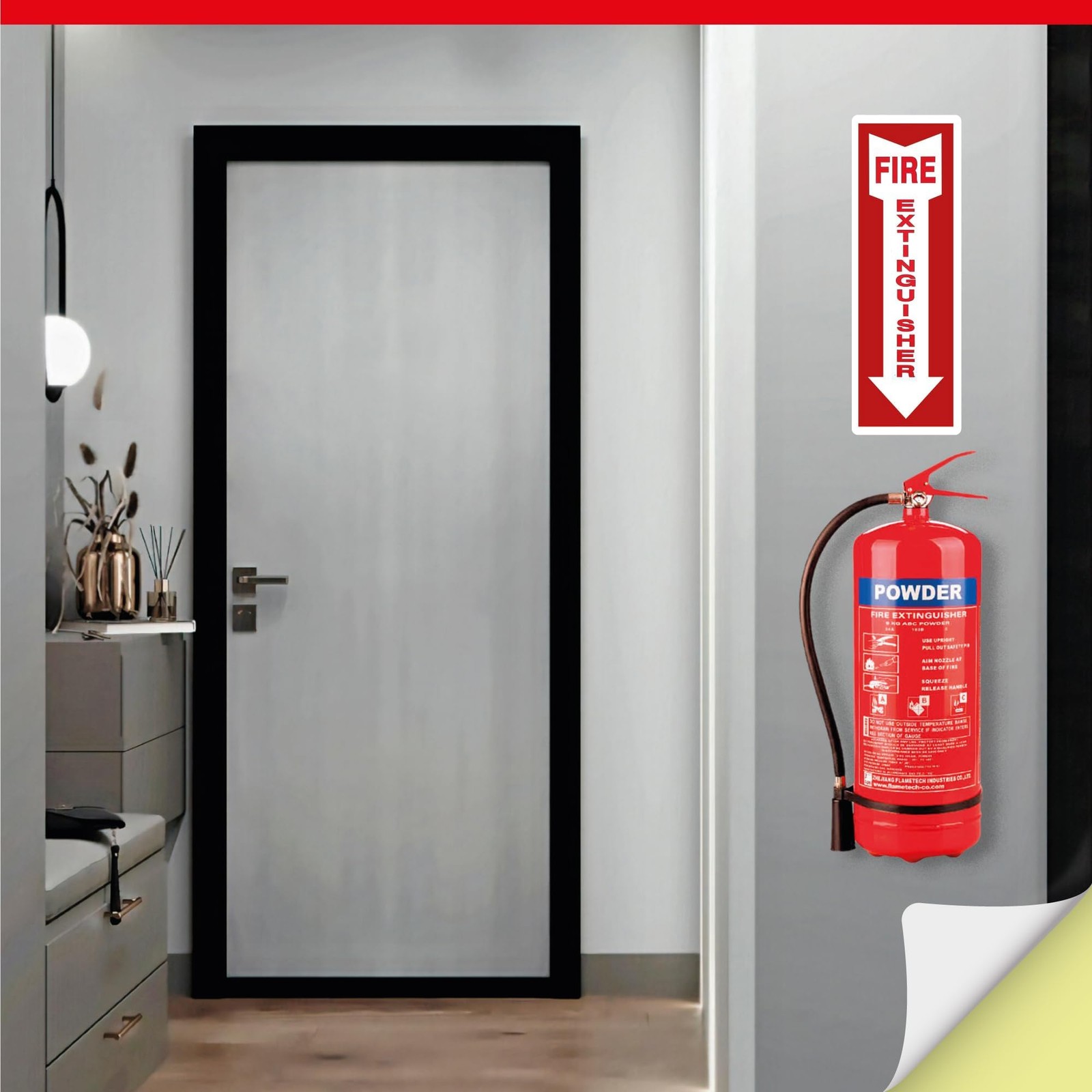 12 Pack Fire Extinguisher Stickers 4×12 Vinyl Sign Arrow Weatherproof