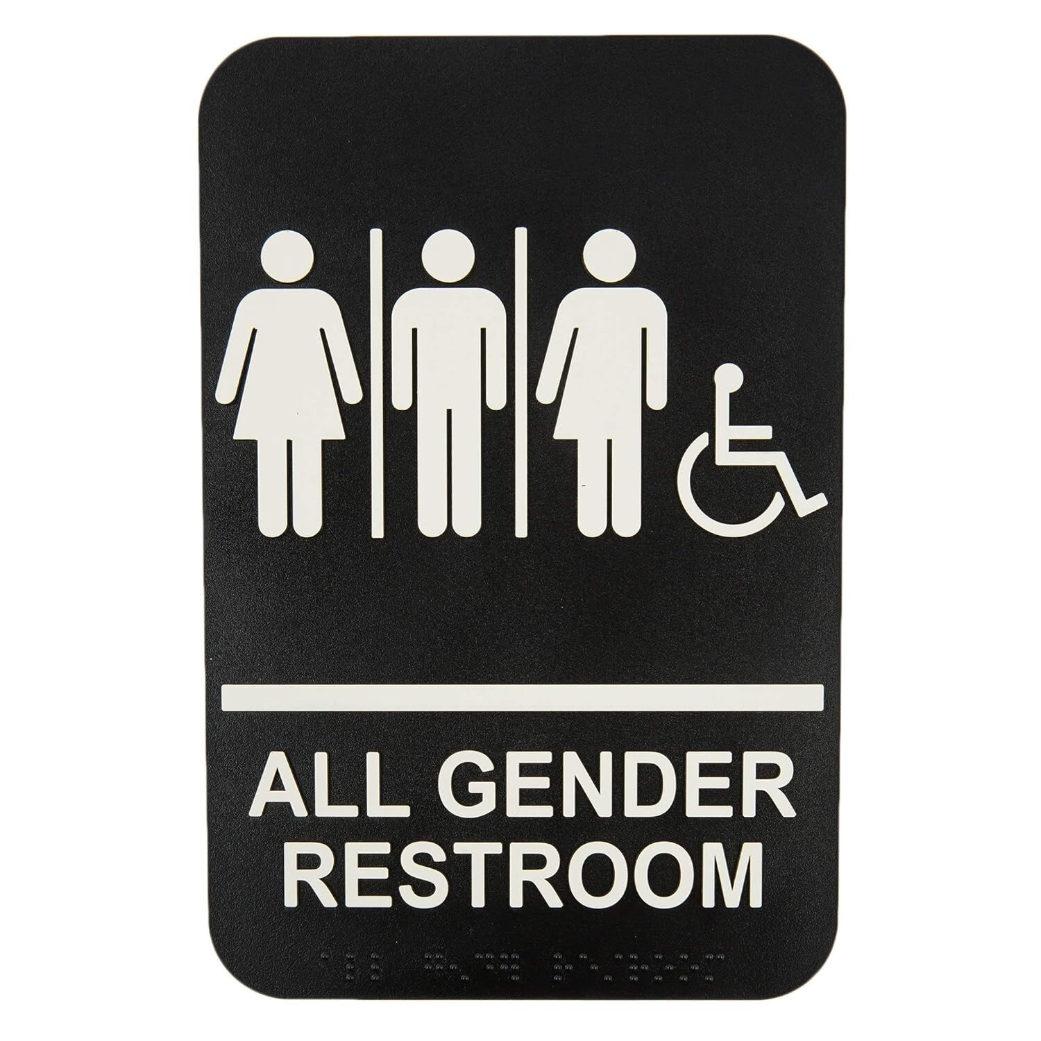 ADA Handicap Accessible All Gender Restroom Sign with Braille, 9&Prime; x 6&Prime;