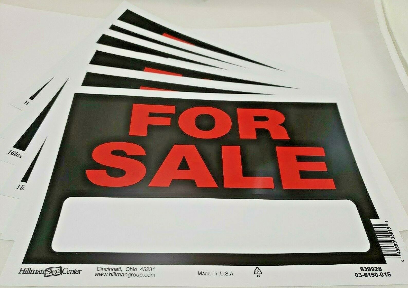 6 « For Sale » Signs w/Space for Info/Fill-In 8&Prime; x 12&Prime; Hillman 839928
