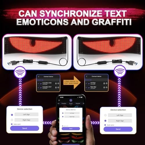 Programmable LED Car Eyes 15×4 Full Color Scrolling Text Sign Bluetooth APP
