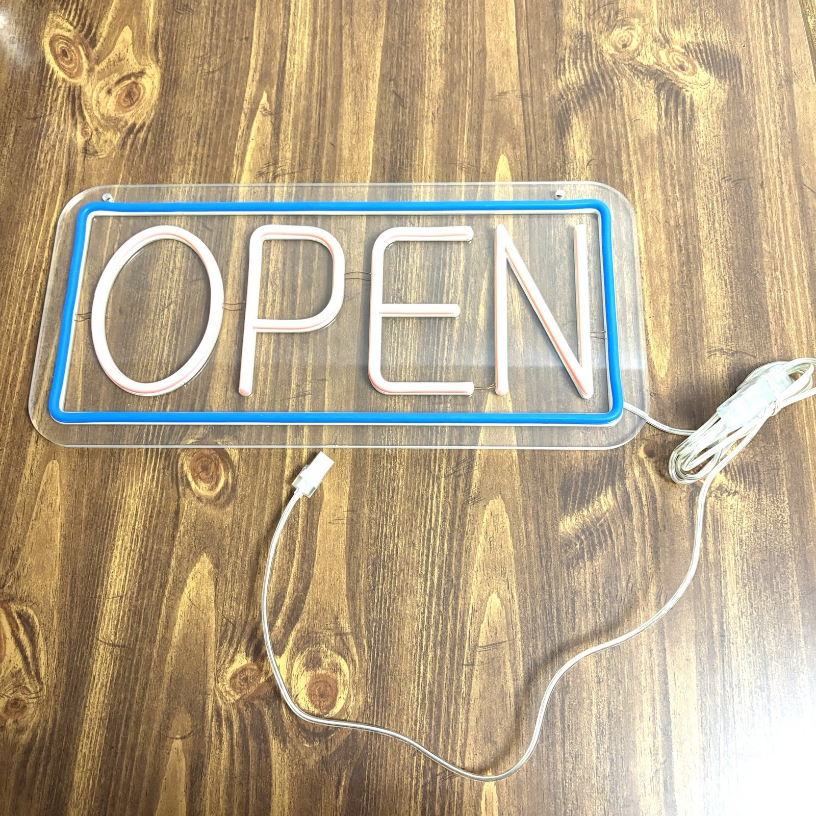 OPEN LED NEON light Up Sign (Tested/Works) With USB -A Plug Connect Pre Owned
