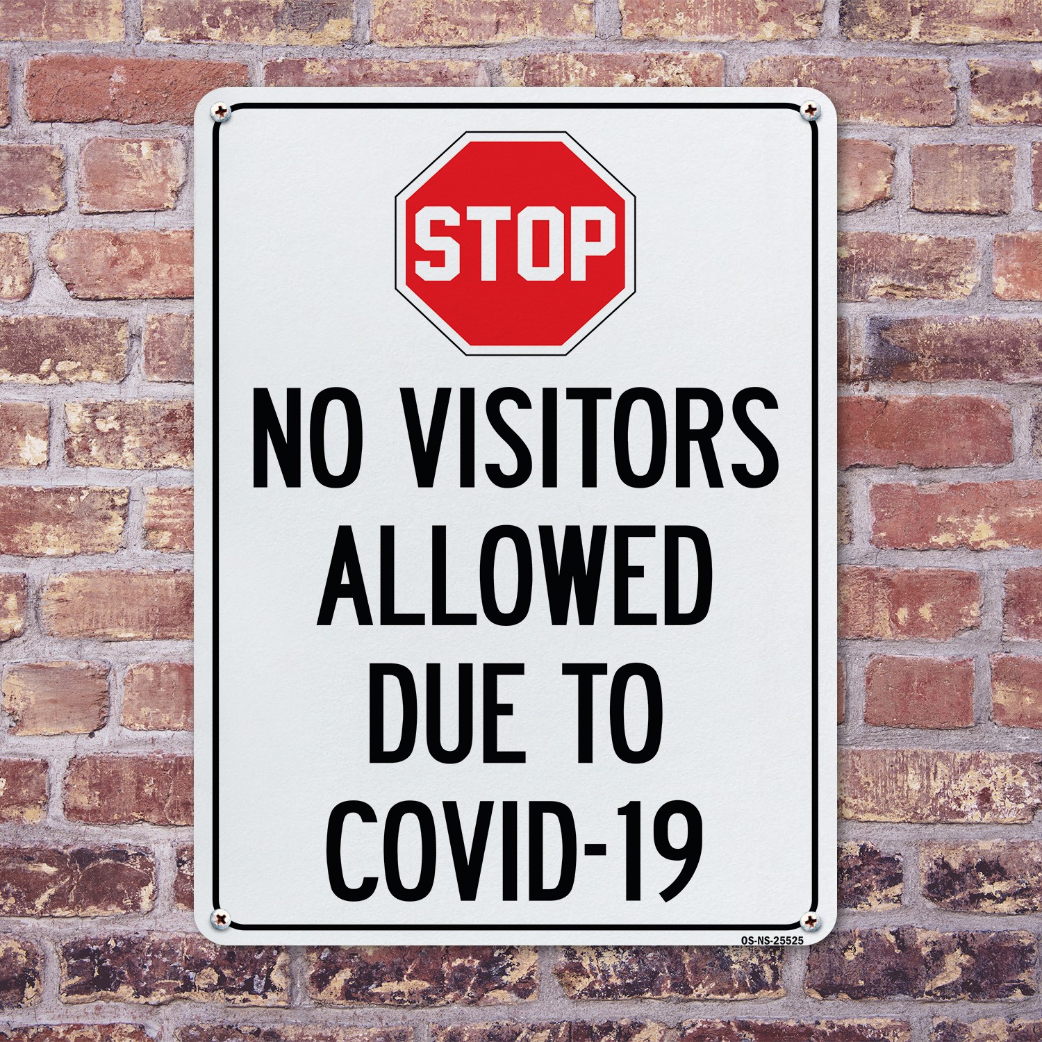 Stop No Visitors Allowed Due To COVID-19 Public Safety Sign, Decal 5 or 10 Pack