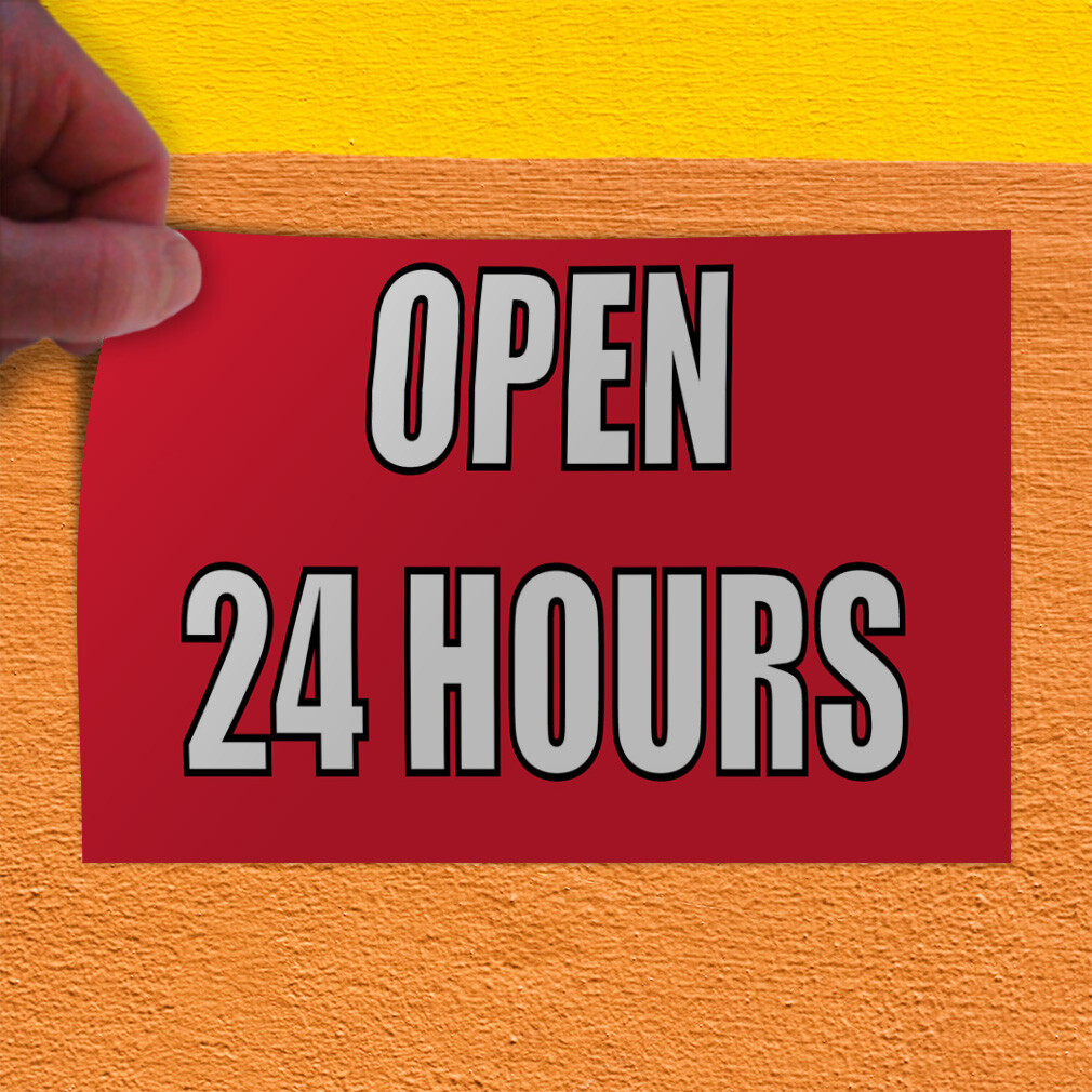 Decal Stickers Open 24 Hours Outdoor Advertising Printing E Store Sign Label