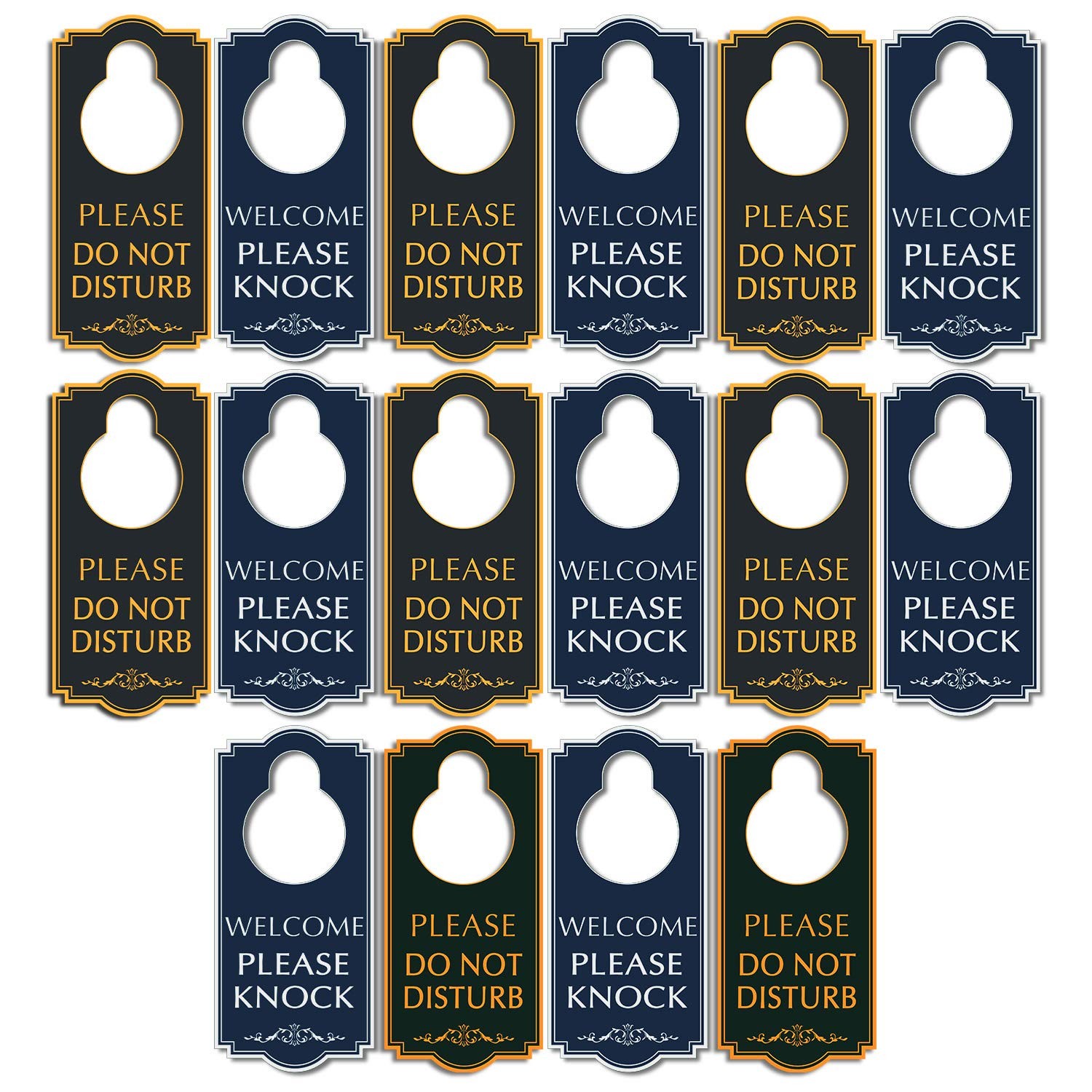 16 PCS Do Not Disturb Door Hanger 4×9 Inch Black/Blue Double Sided Sign PVC