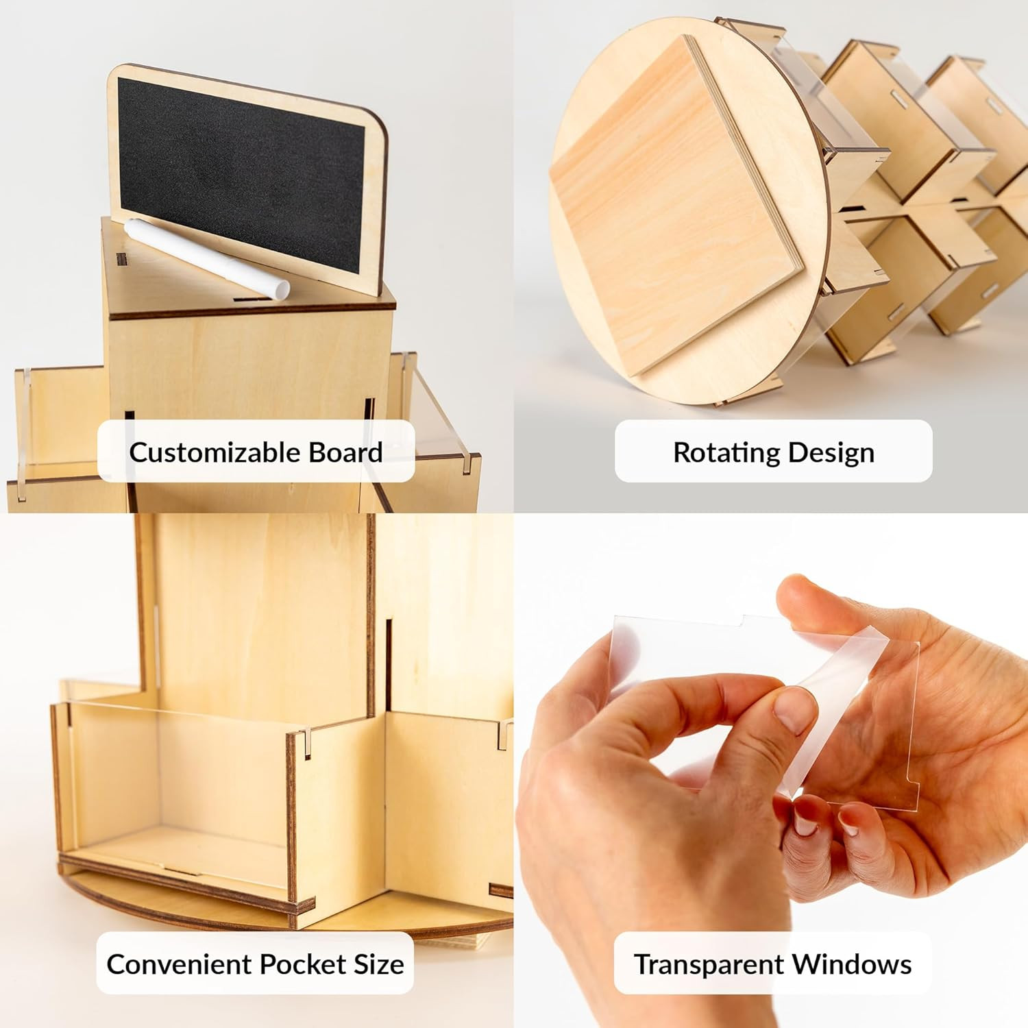 ODOXIA Sticker Display Stand | Tabletop Rotating Stand Wood | Sticker Display St