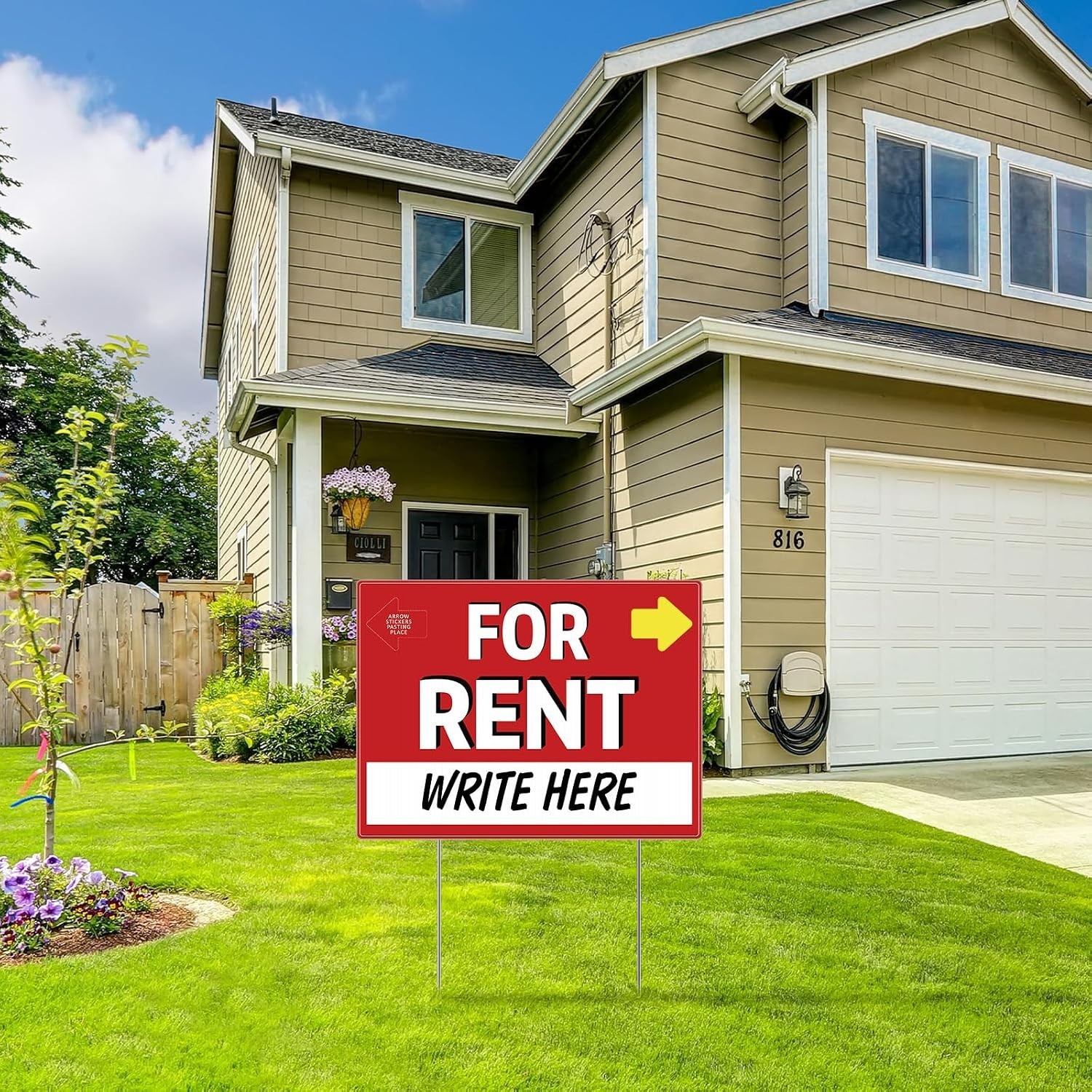 5 Pack 12 x 16 Inch for Rent Sign with Stand Double Sided Yard Sign Stands Co…