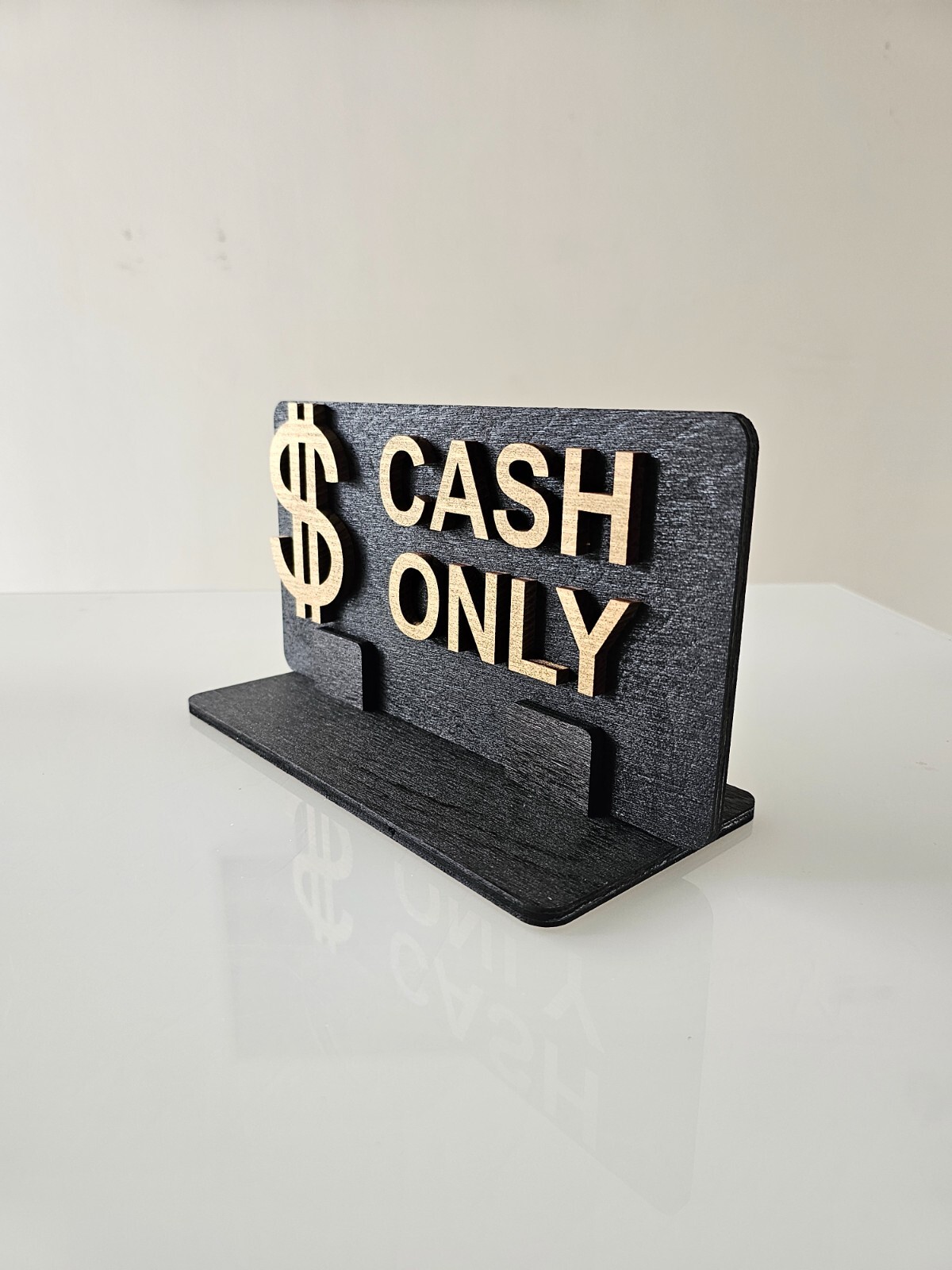 Cash Only Sign – Wooden 3D Business Sign | No Credit Cards Accepted