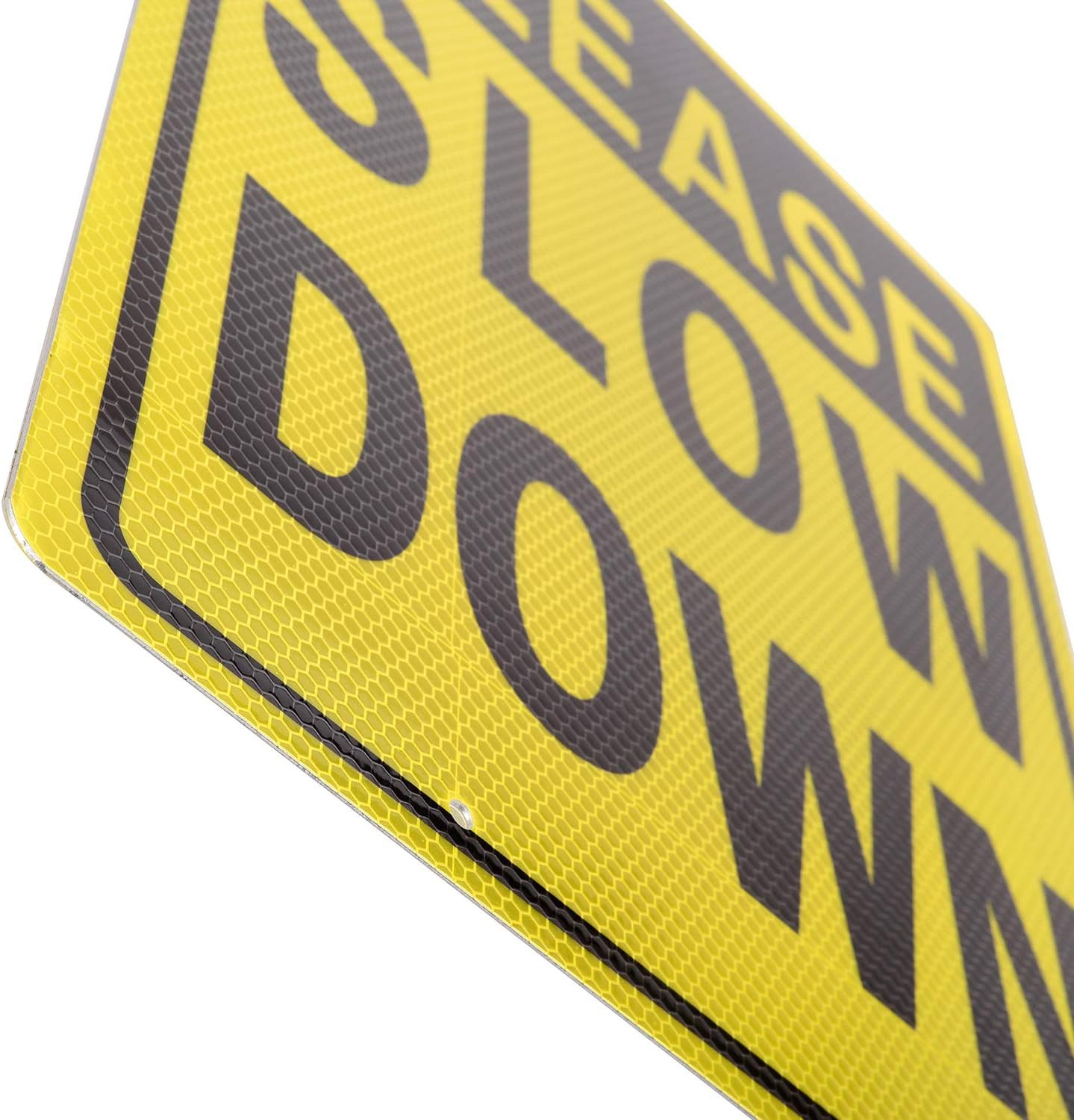 Please Slow down Sign, 16 Inch X 12 Inch/28 Inch High, Double Sided Aluminum Ref