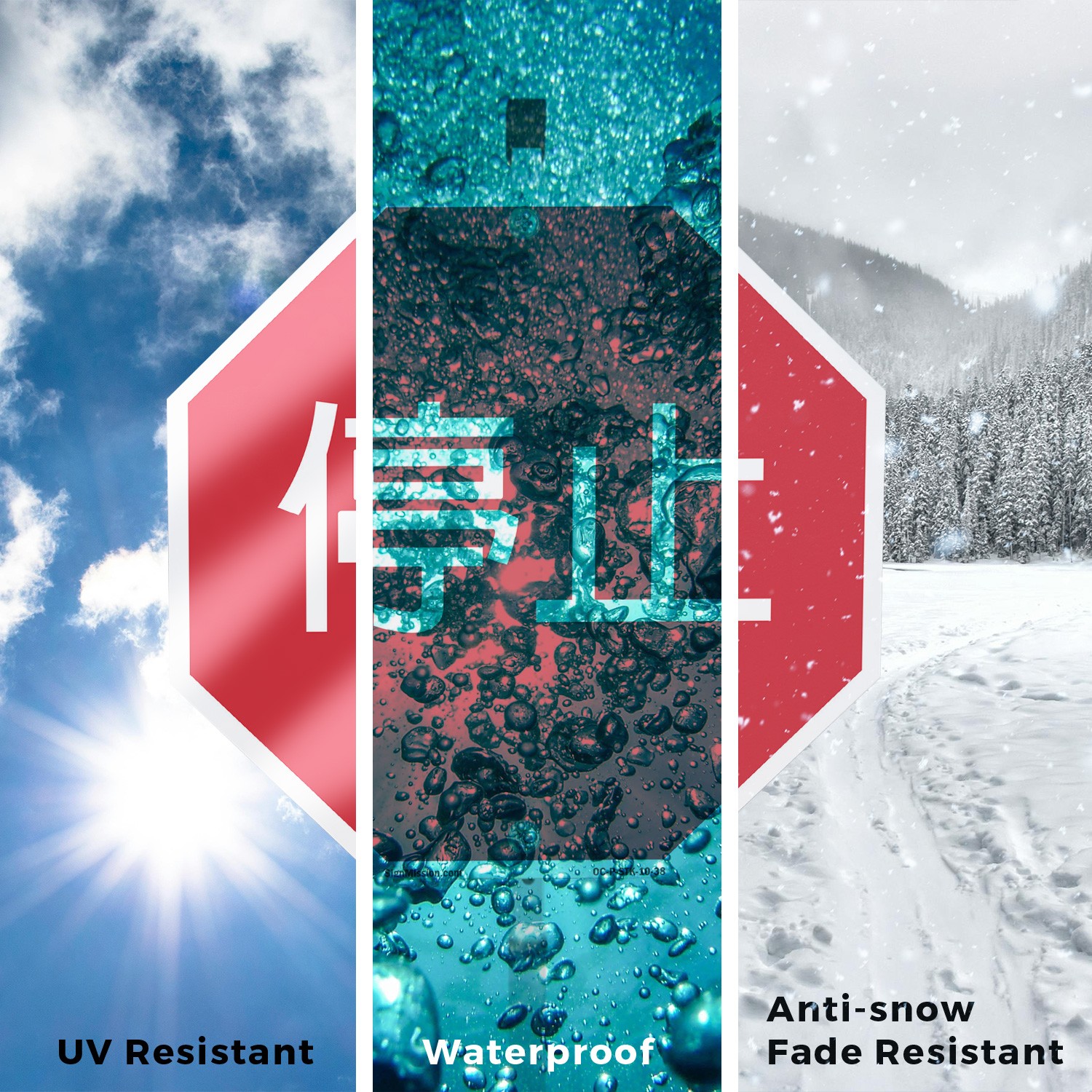 T�ngzh? Chinese Stop Octagon Sign With Stake Weather Resistant UV Protected