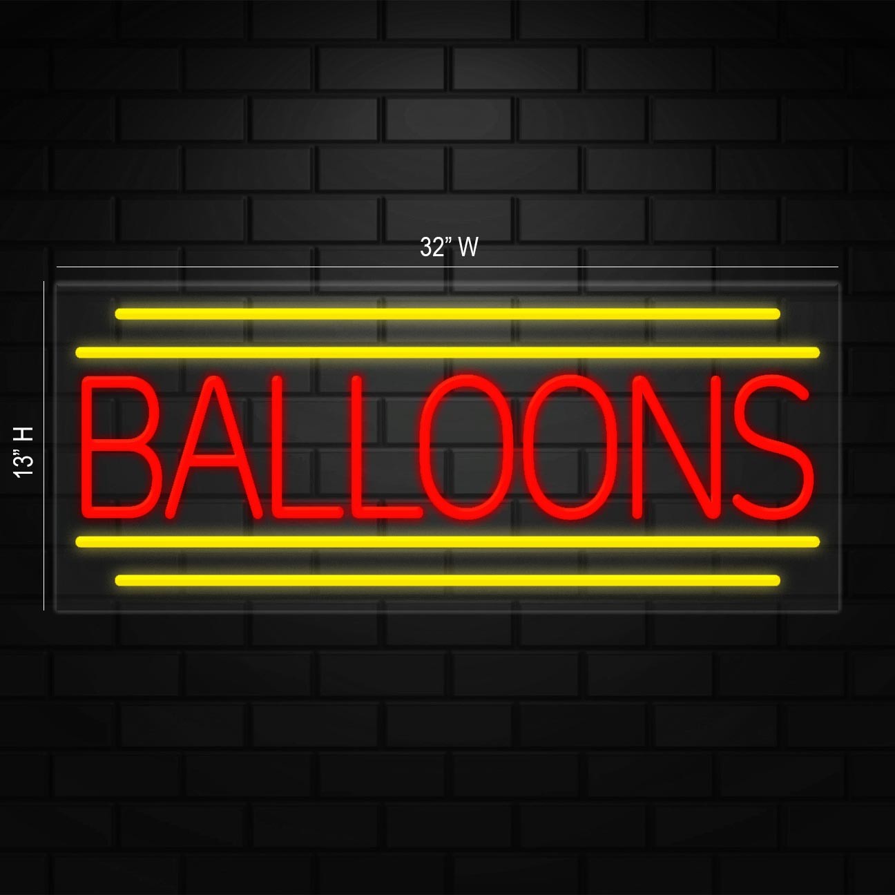 Balloons Neon Sign for Retail Displays | LED Flex Neon | 32&Prime;W x 13&Prime;H x 1&Prime;D