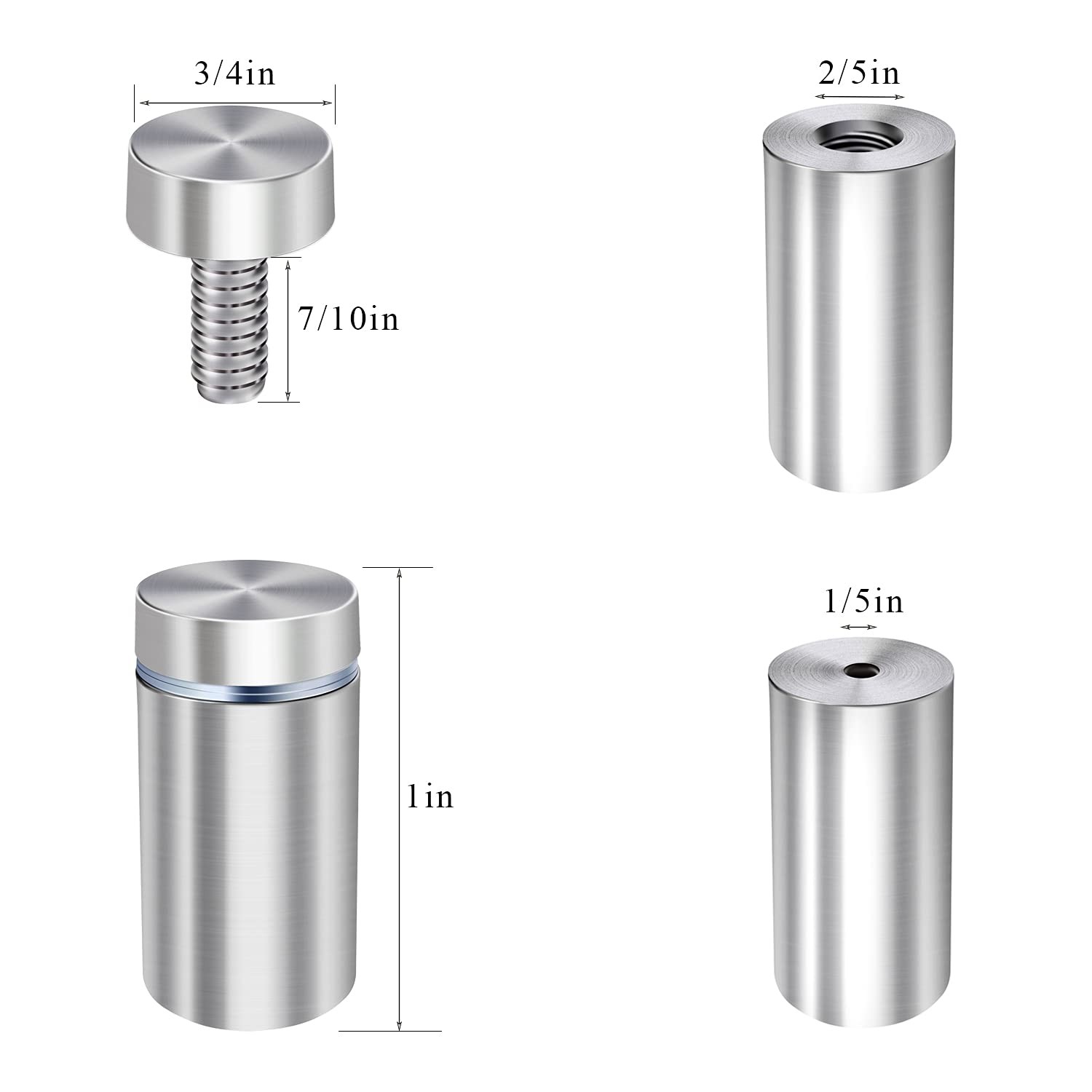 Osring 3/4 x 1 Inch Sign Standoffs Mounting Hardware 16 Pack, Wall 3/4&Prime;x1&Prime;