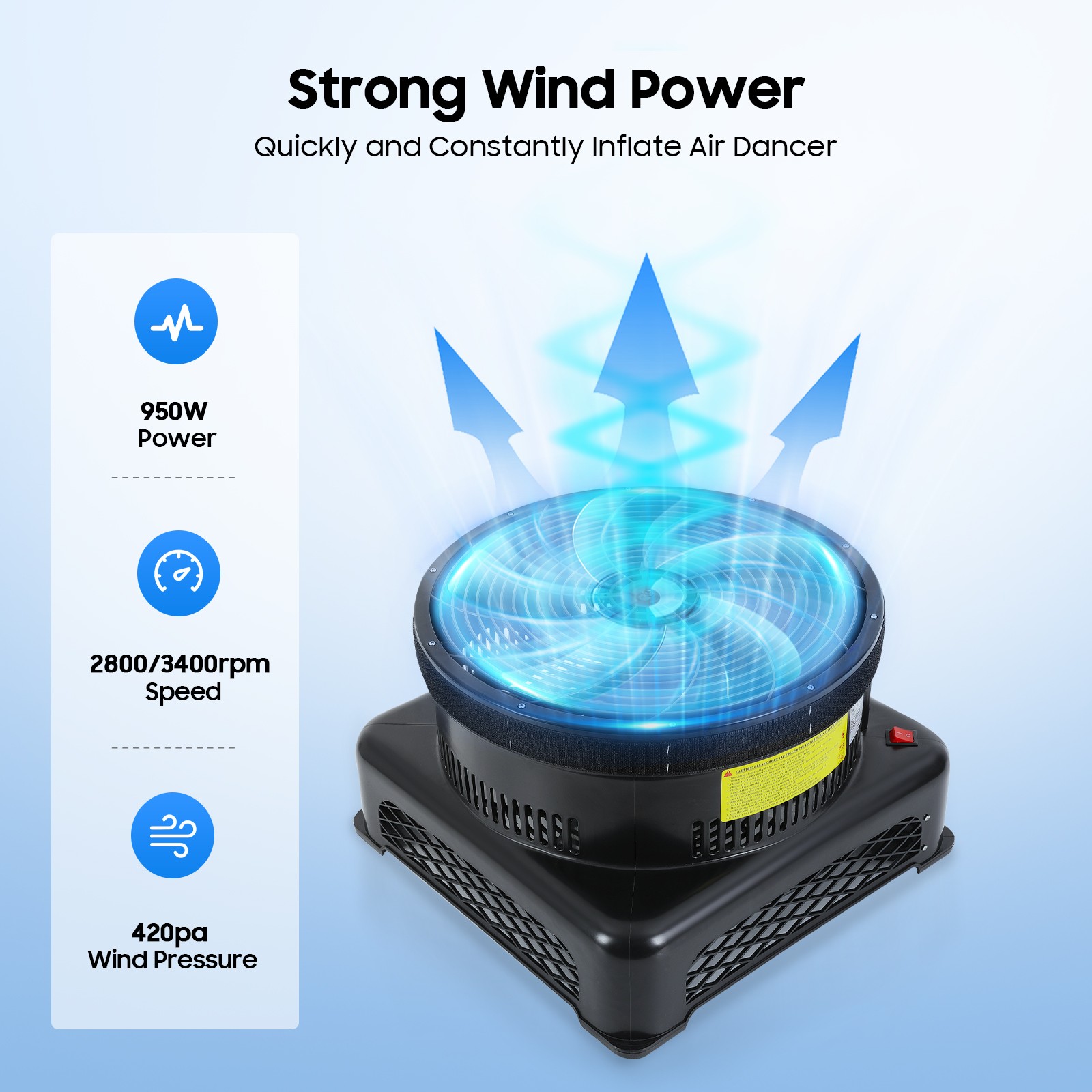 17.7&Prime; Air Blower Fan Fit Inflatable Wind Dancer Tube Man Fly Guy Sky Puppet 950W