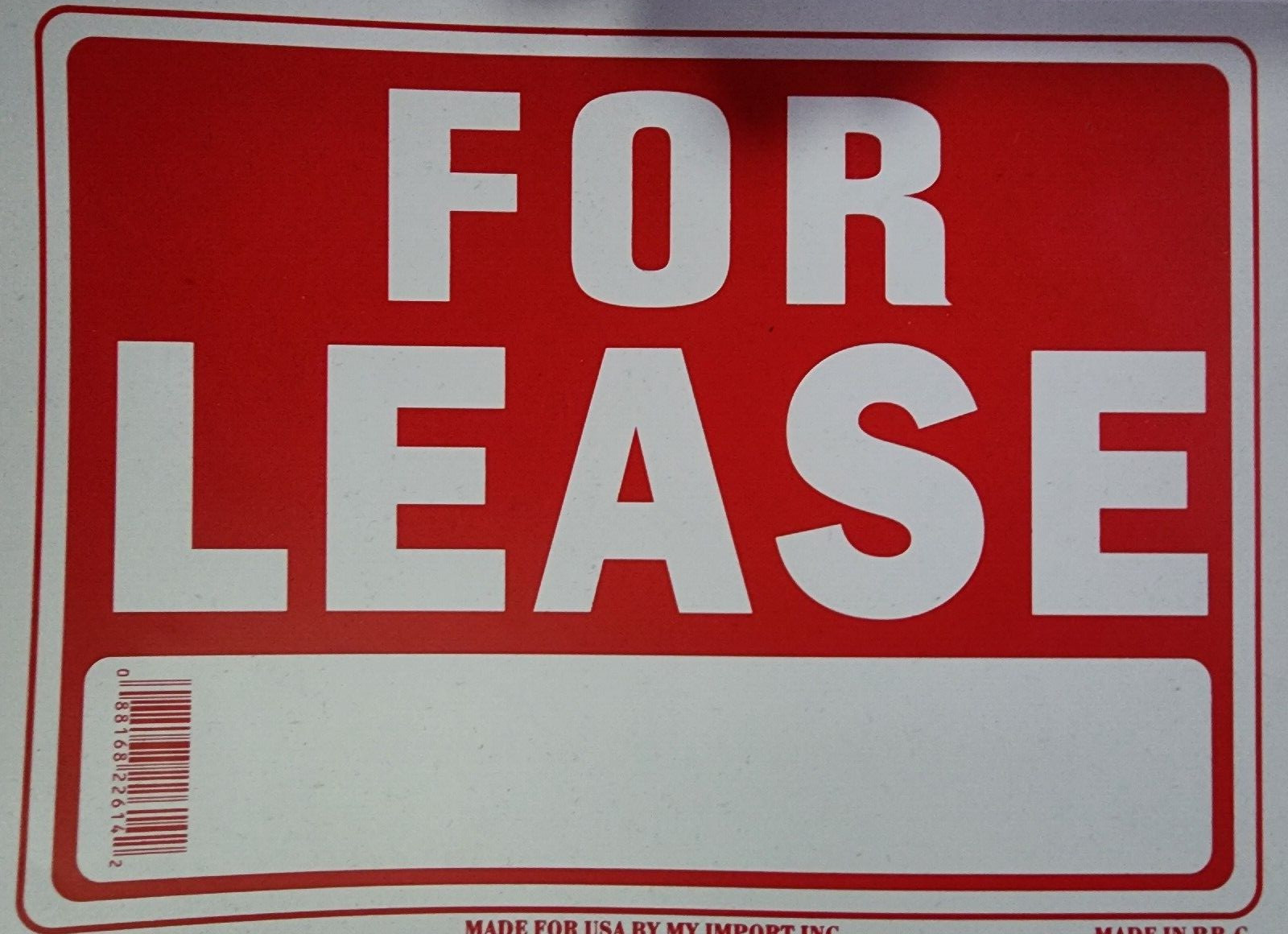 For Lease Sign 8 x 12 Inch – 2 Count, White and Red