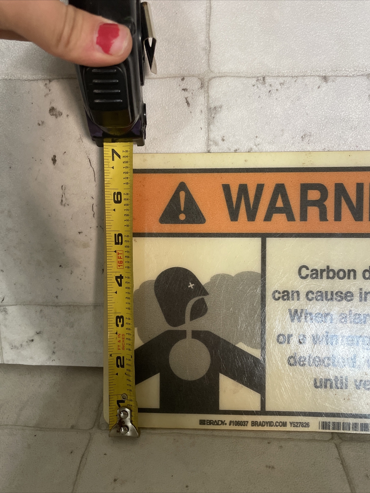 Carbon Dioxide Warning Sign, 10 Inches Long 7 Inches Wide Plastic Signage