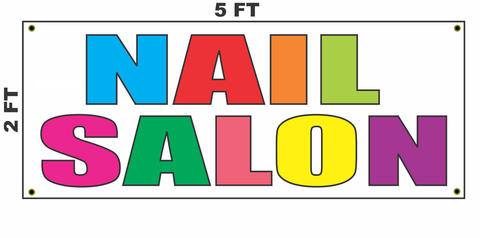 NAIL SALON Multi-colored Banner Sign 2×5