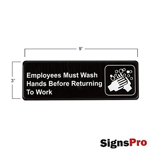 Employees Must Wash Hands Before Returning to Work Sign Pack of 2 9×3 Inches