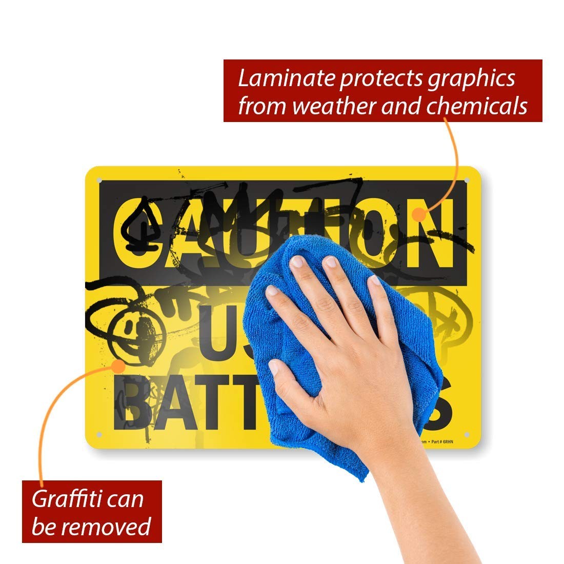 10×14 Inch Caution Used Batteries Aluminum Sign Metal Warning Safety Warning