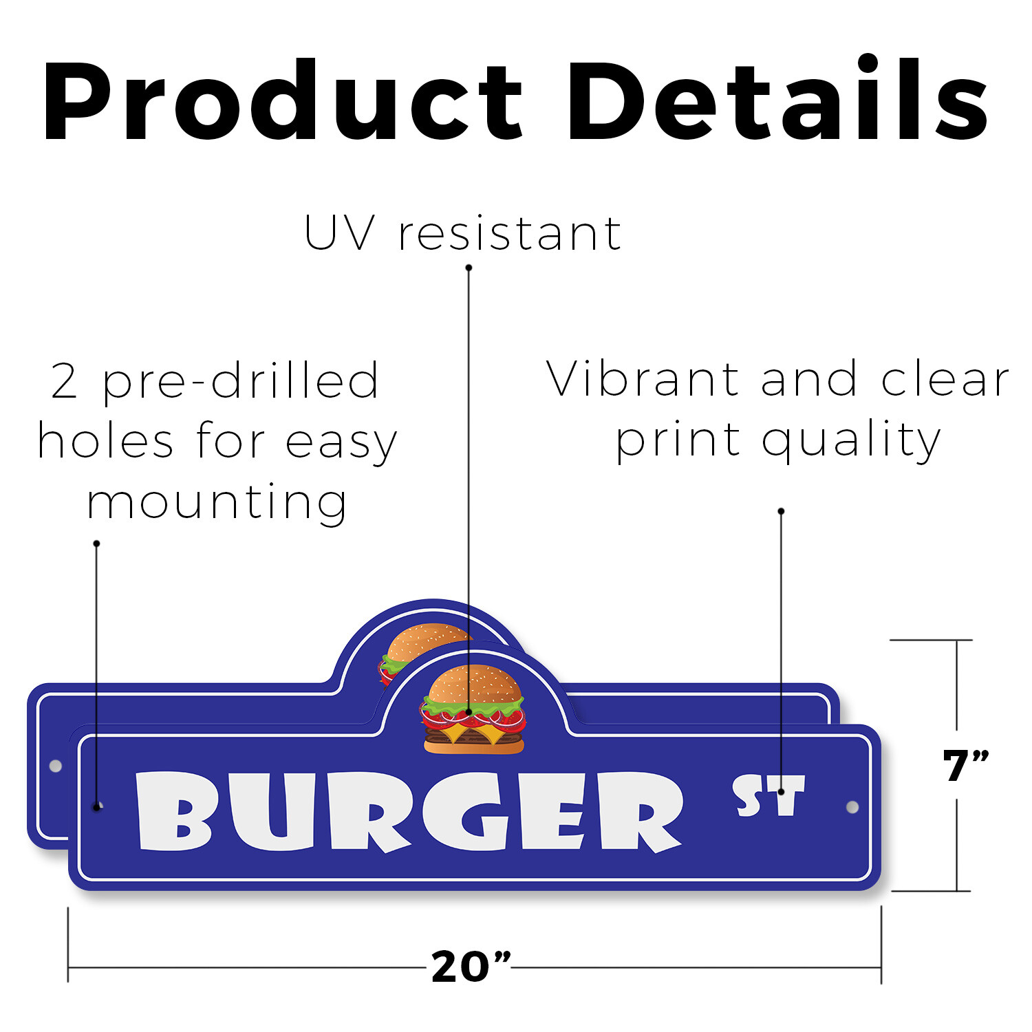 Burger Plastic Street Sign Crossing Xing Gift Novelty Funny