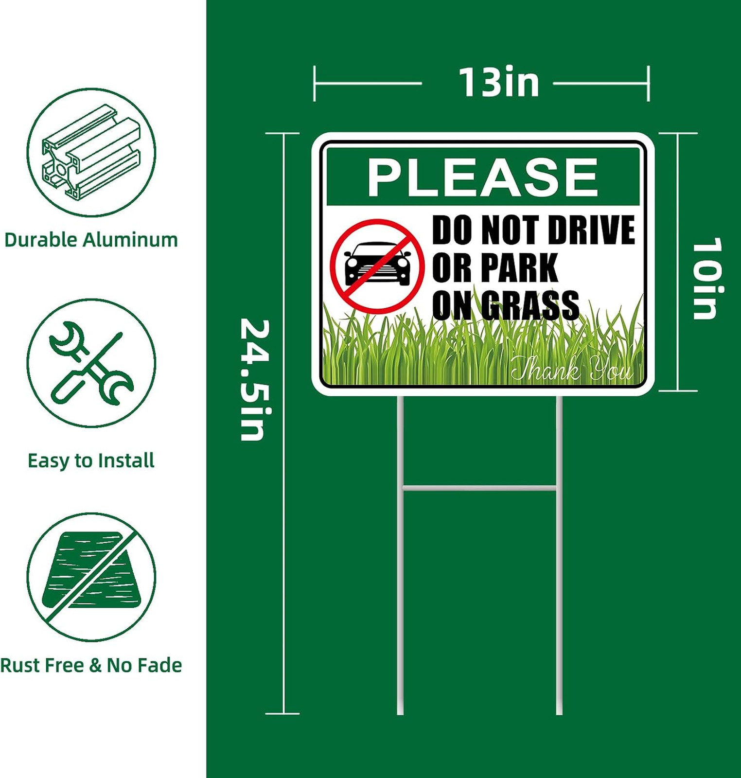 No Parking Signs With Stakes 13×10 Inches Double Sided Corrugated Plastic