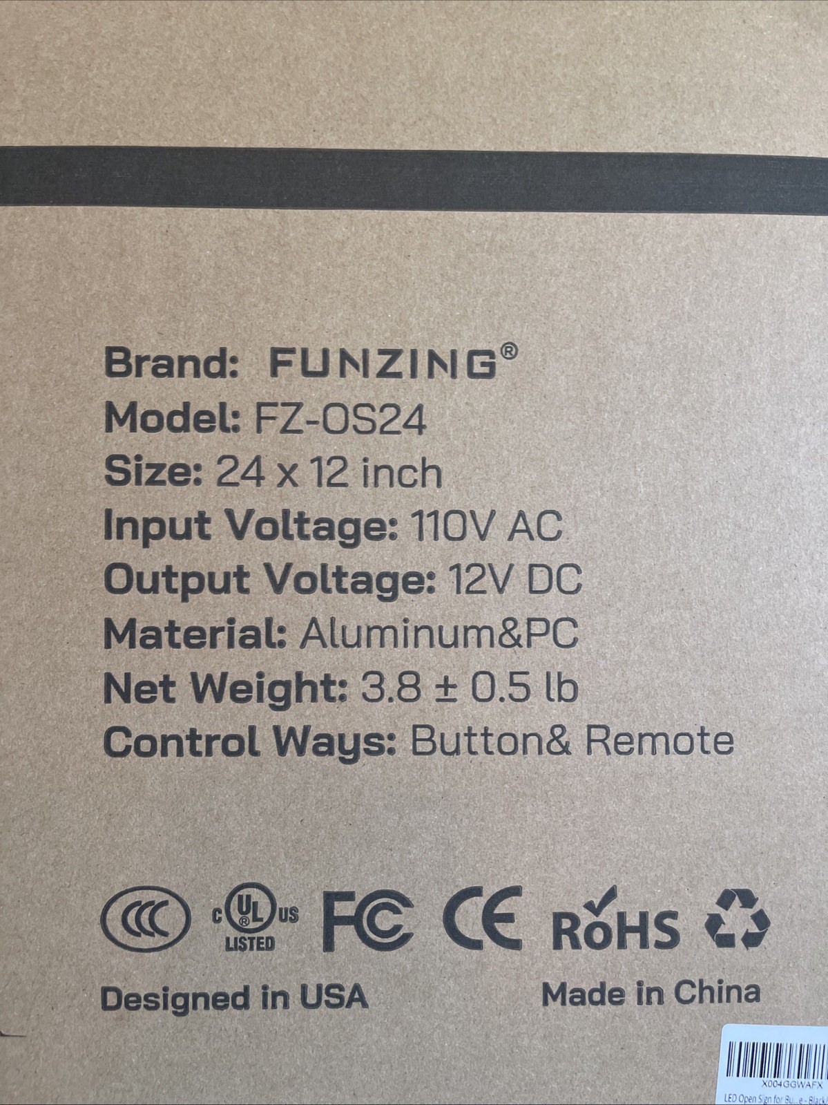 FUNZING OPEN SIGN PROFESSIONAL LED PANEL LIGHT BUSINESS 24”x12” FZ-OS24