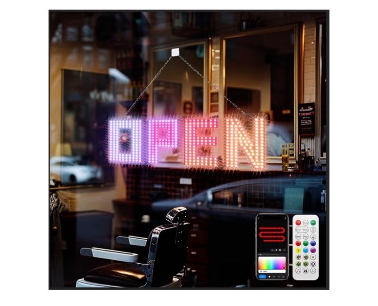 LemonNova 15”x5” LED Open Sign Window Display with Chain & Remote w/ APP
